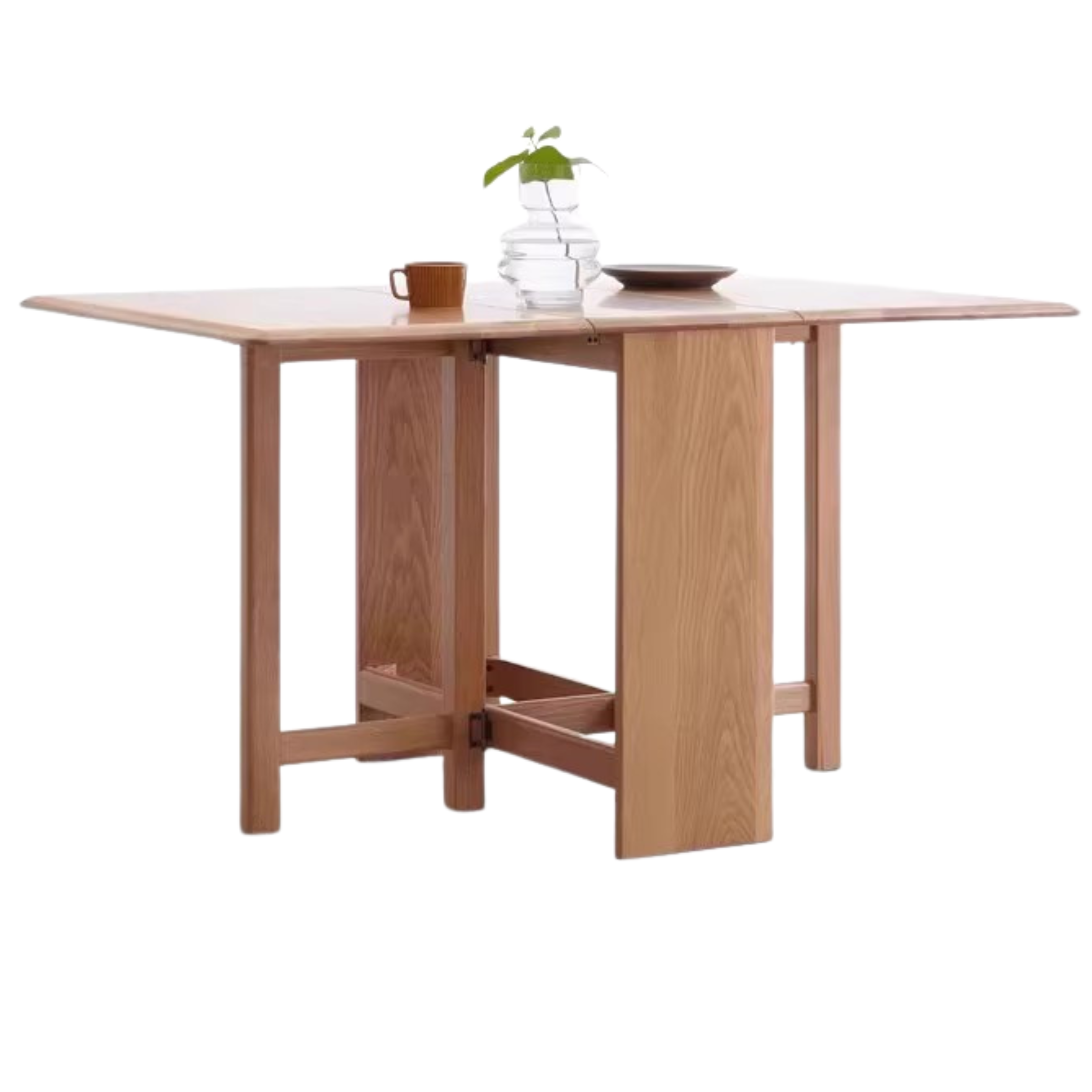 Solid Oak Folding Dining Table - Extendable Wooden Table for Small Spaces | Perfect for Apartments, Patios & Outdoor Entertaining