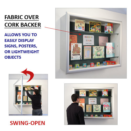 22x28 Shadow Box Display Case with Glass Shelves - Metal Framed SUPER WIDE FACE (12