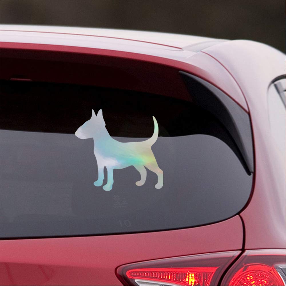 Premium Waterproof Vinyl Decal Stickers - Bull Terrier Silhouette Hologram (Set of 2) for Laptop, Phone, Helmet, Car Window, Bumper, Mug, Cup, Door & Wall Decoration | Durable Adhesive for Indoor & Outdoor Use