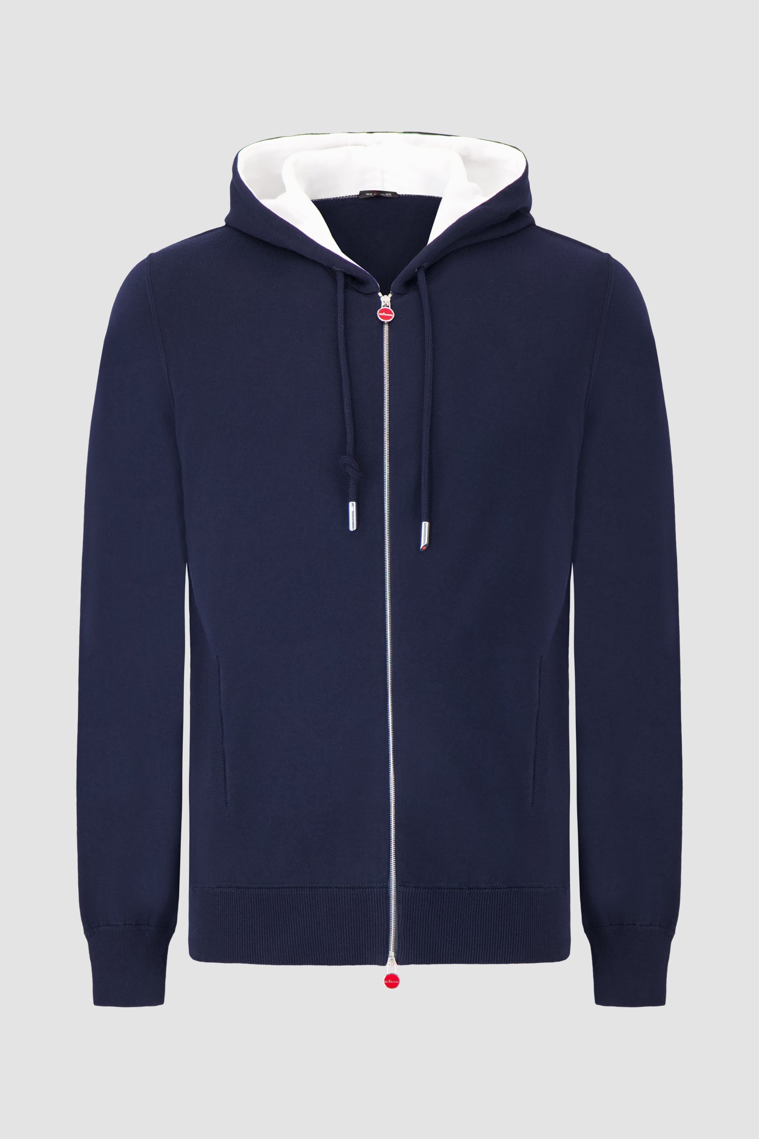 Kiton Blue and White Zipped Hoodie for Men - Stylish Casual Pullover Jacket for Everyday Wear, Gym, and Outdoor Activities