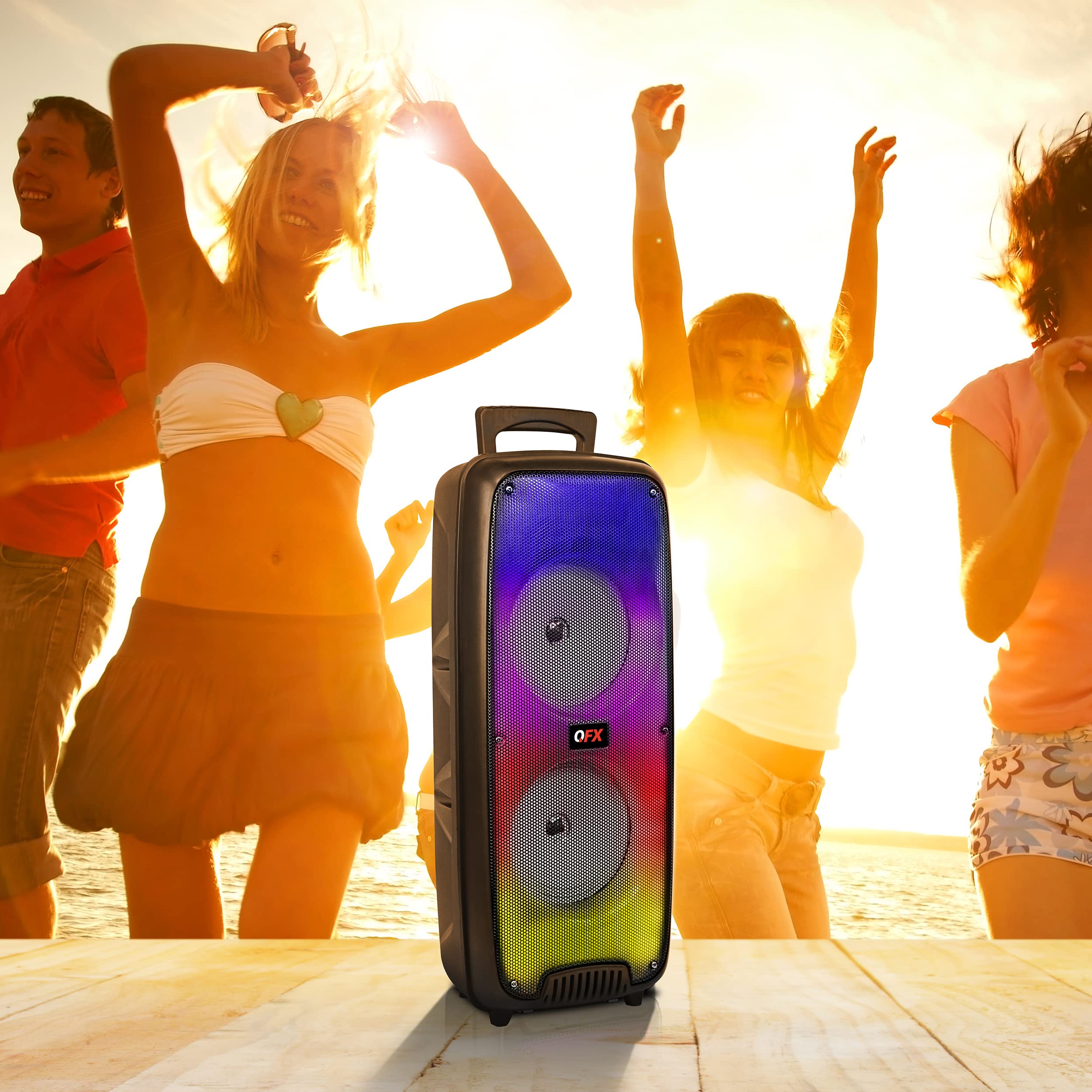 QFX LMS-66 TWS Bluetooth Rechargeable Portable Speaker with Dual 6.5