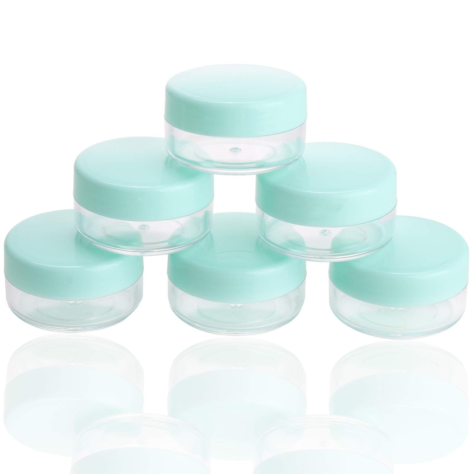 100-Pack 10g Small Refillable Plastic Cosmetic Jars with Lids & 10 Makeup Spatulas - Perfect for Lip Scrubs, Creams, Beauty Samples | Travel-Friendly, Salon & DIY Skincare Organizer (Green)