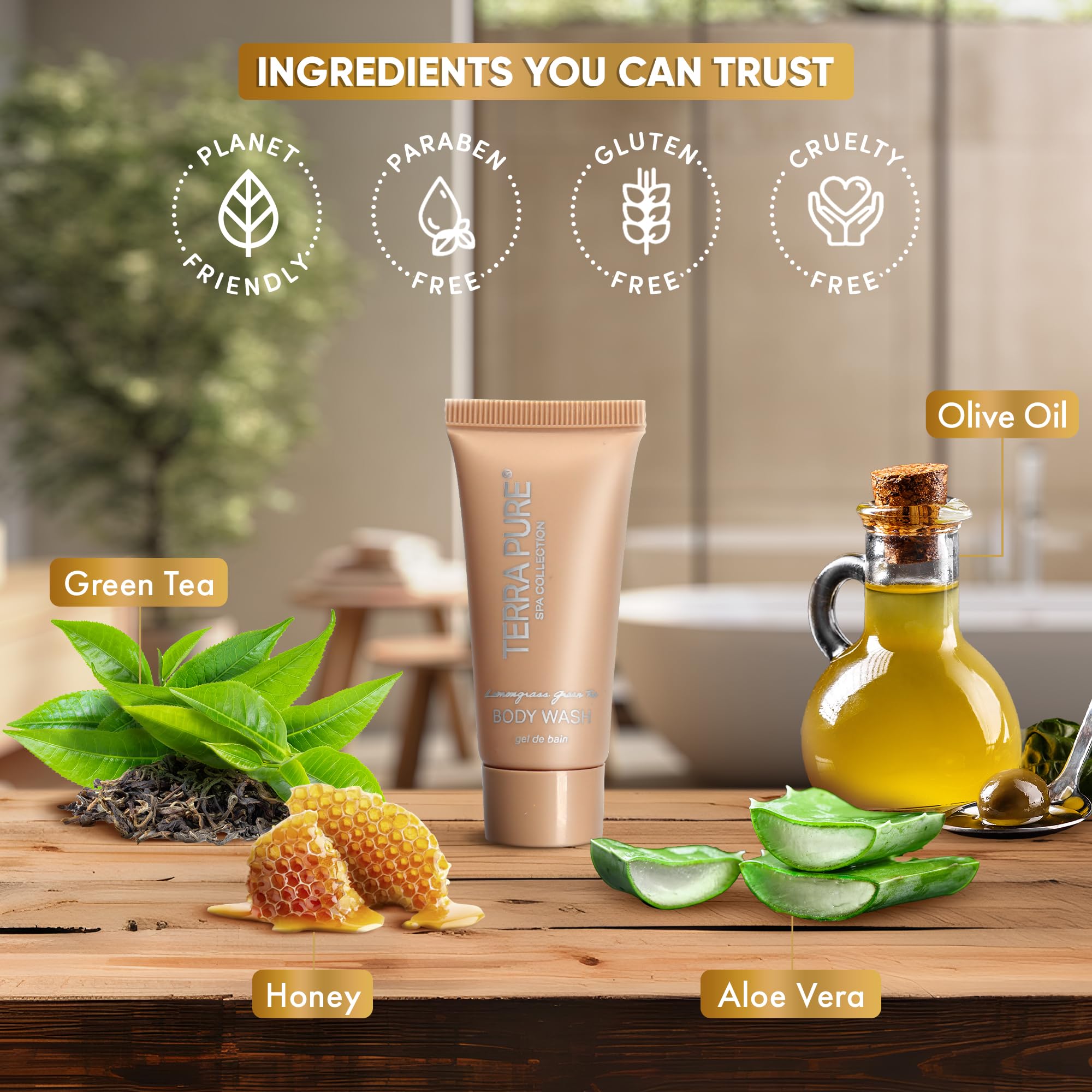 Premium Travel-Size Spa Essentials: Luxury Hotel Shampoo, Conditioner & Body Wash Set (0.85 oz Tubes, Case of 100) - Perfect for Hotels, Gyms, Travel Kits & Guest Amenities