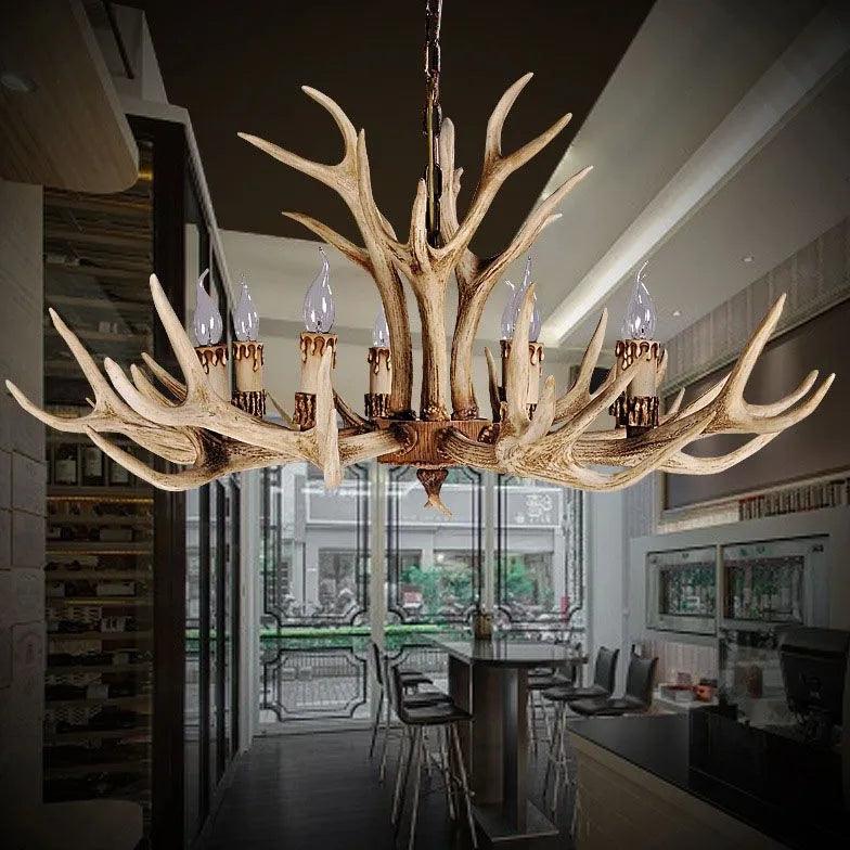 Rustic Antler LED Chandelier - Handcrafted Deer Horn Light Fixture for Cabin, Lodge & Farmhouse Decor - Perfect for Living Room, Dining Room or Bedroom Lighting