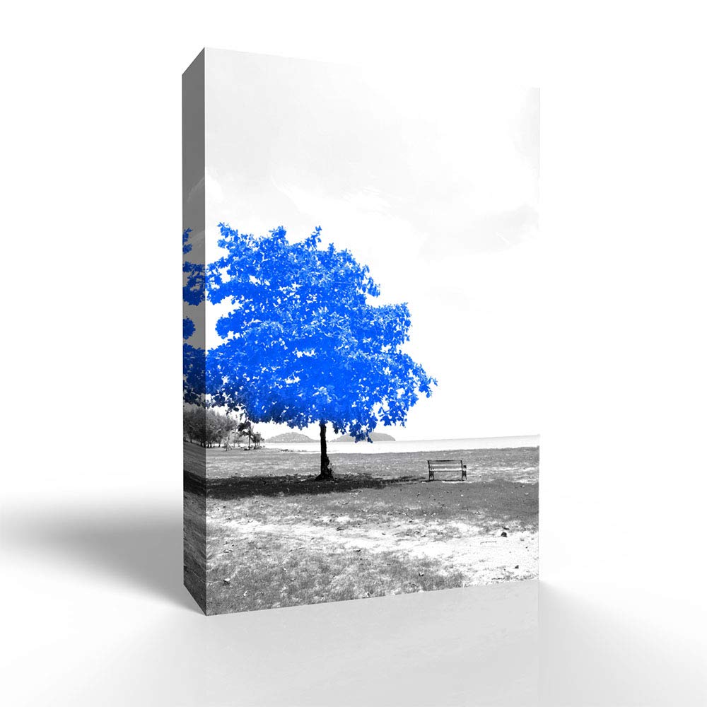 Wall26 - Blue and Black Abstract Colorful Tree Canvas Wall Art - Giclee Painting for Bedroom, Living Room & Home Decor - 12x18 Inches - Perfect for Modern Interior Design & Housewarming Gifts