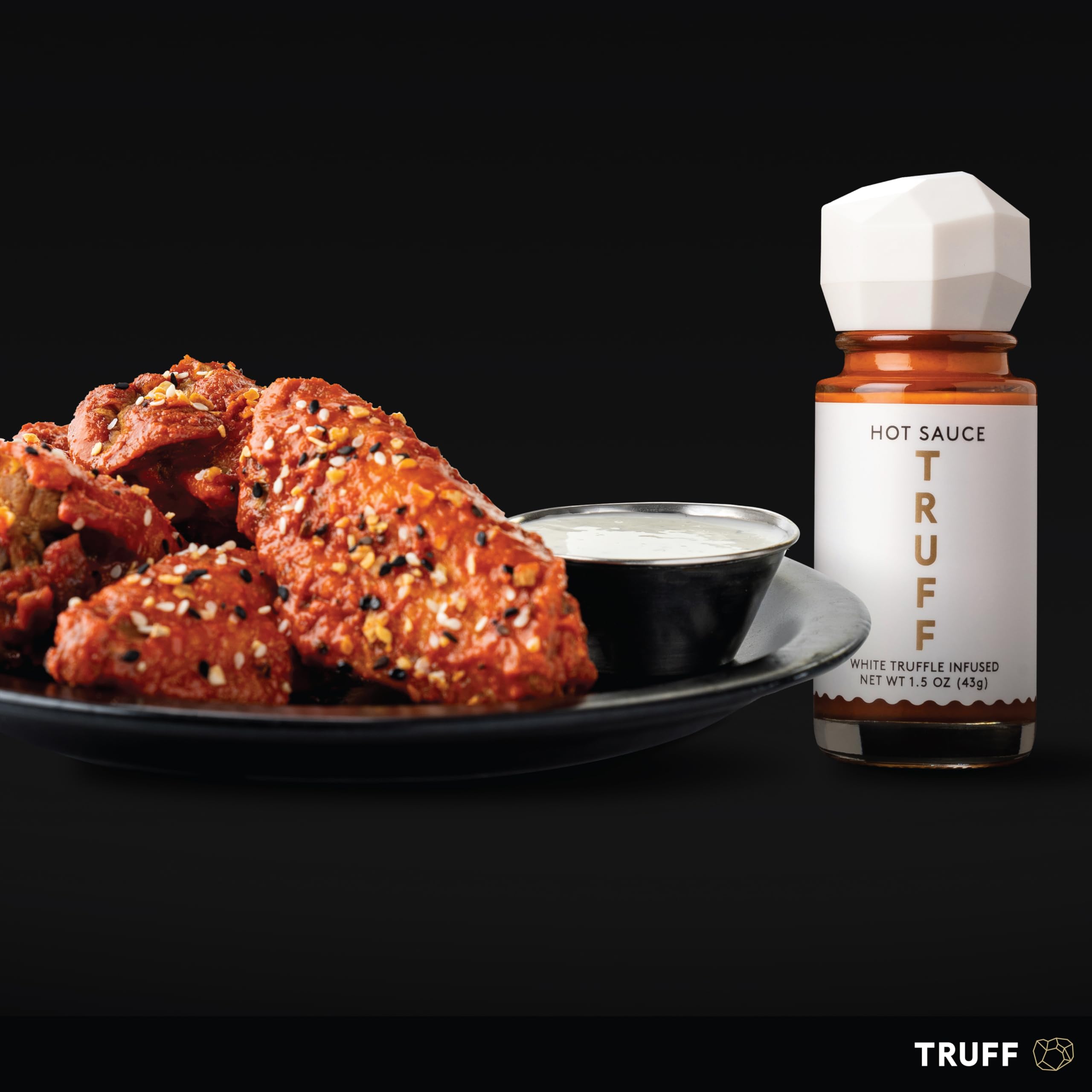 TRUFF White Truffle Hot Sauce 4-Pack Mini Bottles (1.5 oz Each) - Gourmet Truffle & Red Chili Pepper Sauce with Coriander - Perfect for Travel, Gifts & Hot Sauce Lovers - Great for Burgers, Pasta & Pizza