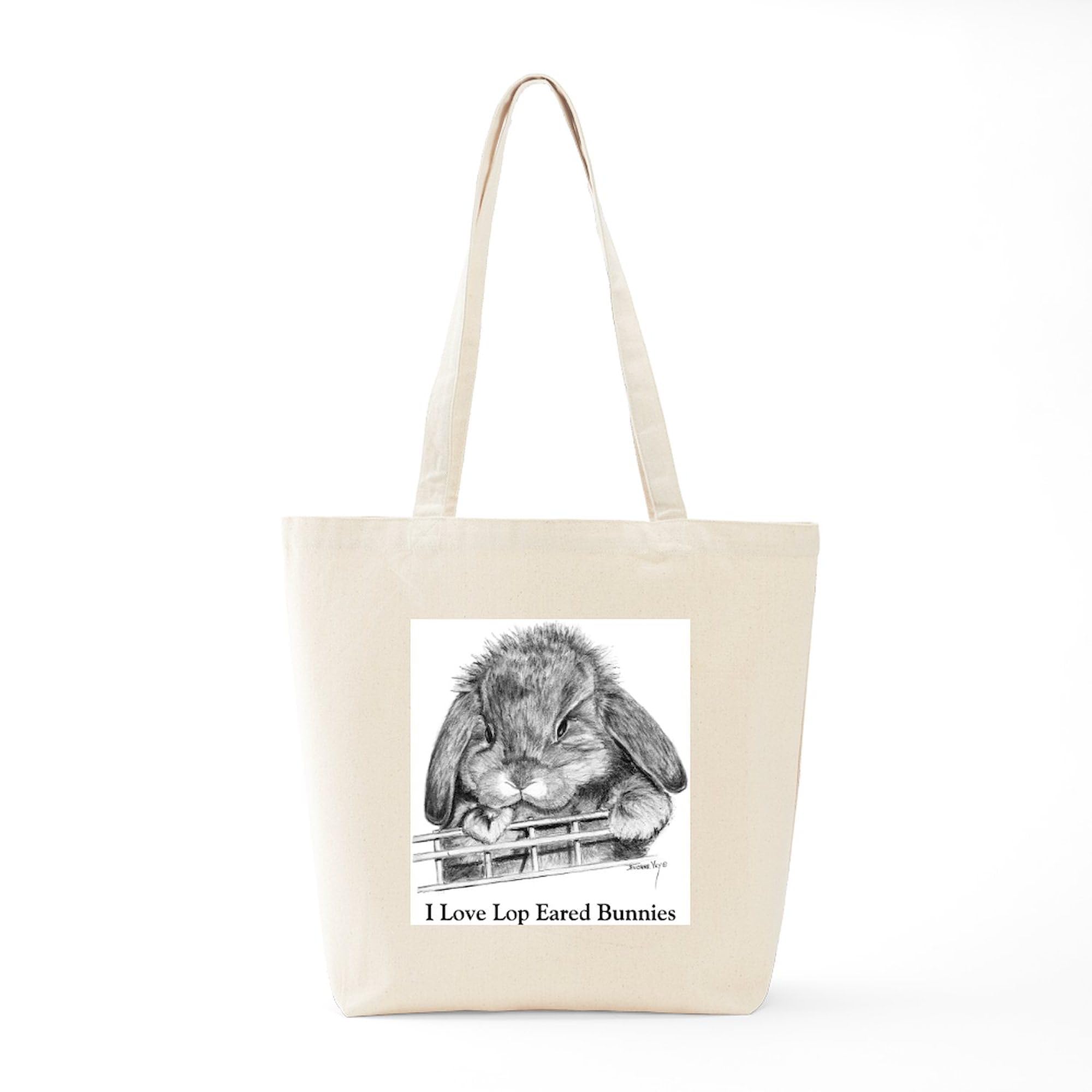 Lop Eared Bunny Canvas Tote Bag - Eco-Friendly Reusable Shopping Bag for Groceries, Beach & Daily Use | Cute Rabbit Design Natural Cotton Tote