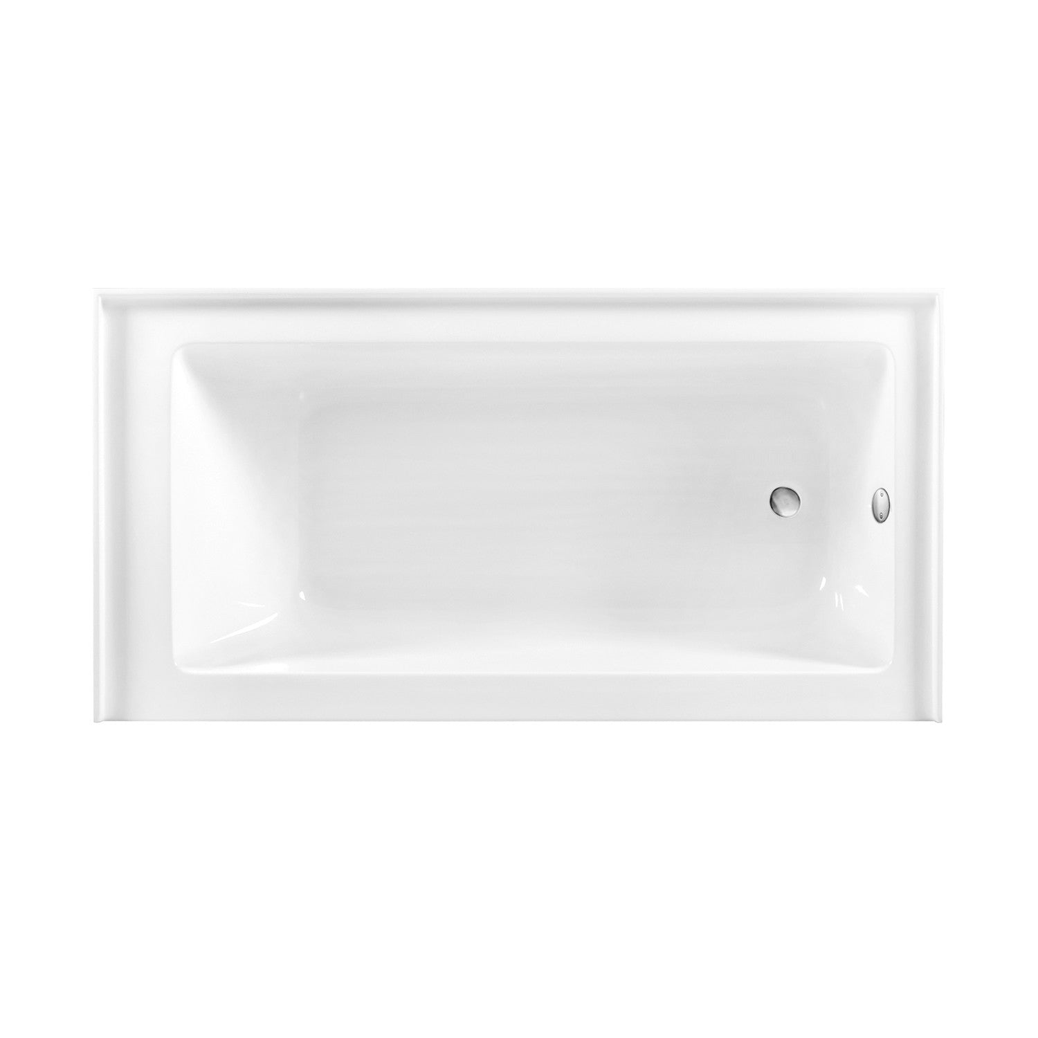 Aqua Eden 60 Inch Acrylic Rectangular 3-Wall Alcove Bathtub - Right Hand Drain, Glossy White with Brushed Nickel Finish | Freestanding Soaking Tub for Modern Bathrooms, Spa-Like Relaxation at Home