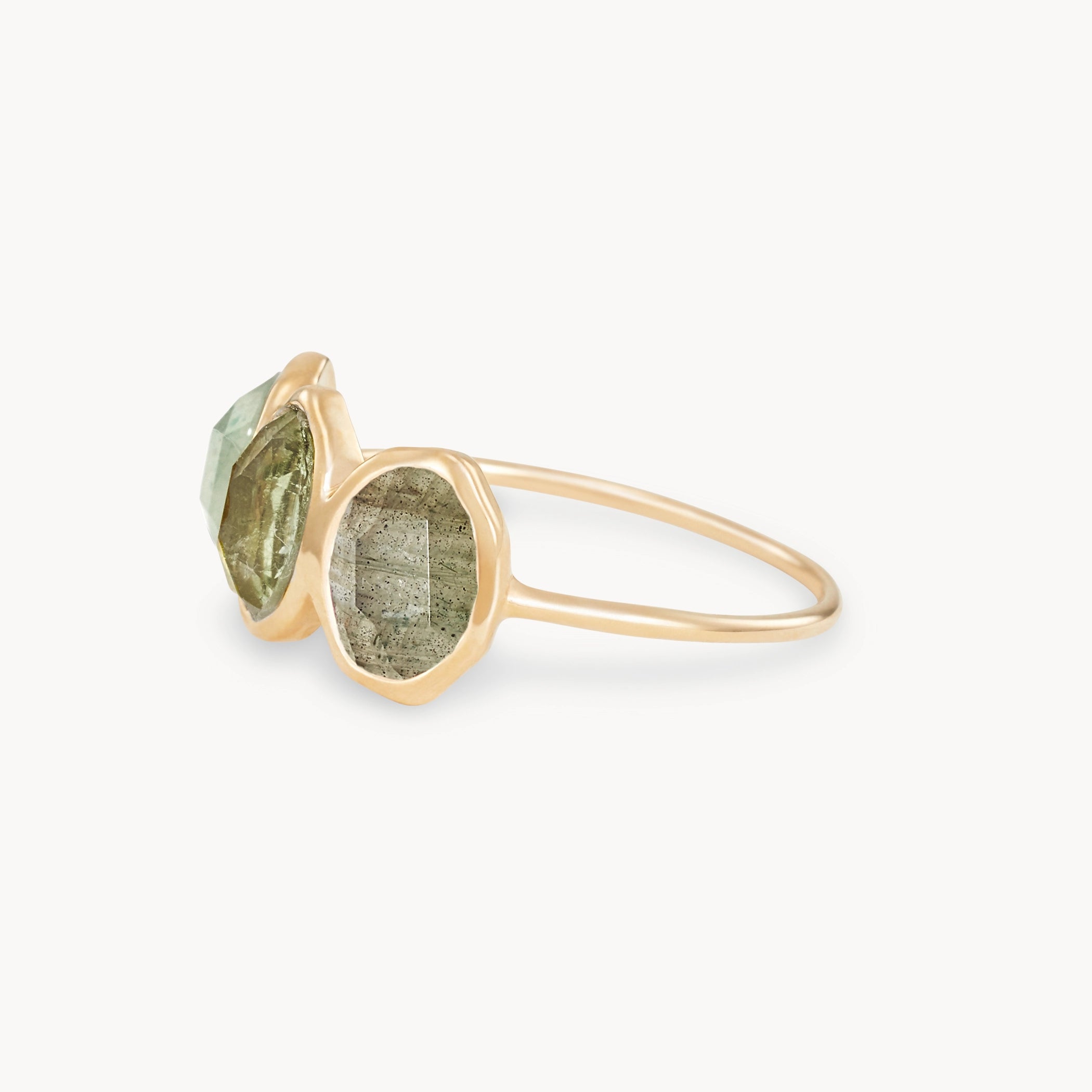 14K Yellow Gold Earth Element Mood Ring with Natural Gemstones | Emotional Wellness & Spiritual Healing Jewelry for Women | Perfect for Meditation, Yoga & Daily Wear