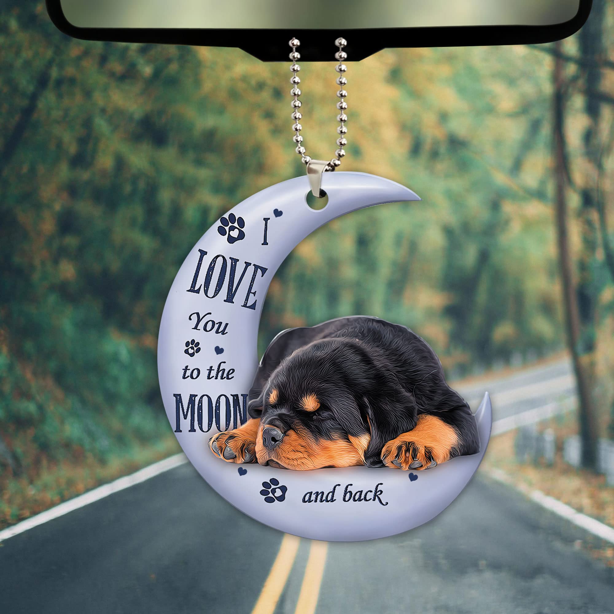 Talataca Rottweiler Memorial Keepsake - 2D Flat Car Rearview Mirror Charm, Christmas Tree Ornament & Home Decor Gift - Perfect for Pet Lovers, Car Accessories, and Holiday Decorations