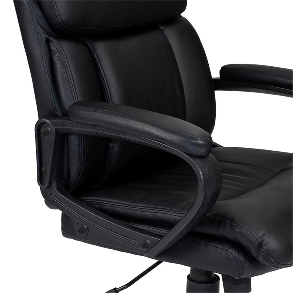 Poundex Compet Office Chair - Ergonomic Adjustable Black Desk Chair for Home & Office Use - Perfect for Long Hours of Work, Gaming, or Studying