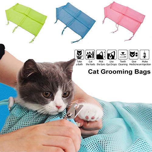 Cat Grooming Bag - Bite Resistant Mesh Bathing Bag for Cats & Small Dogs - Yellow Polyester Pet Shower Washing Bag with Scratching Protection - Perfect for Stress-Free Bathing, Nail Trimming & Vet Visits