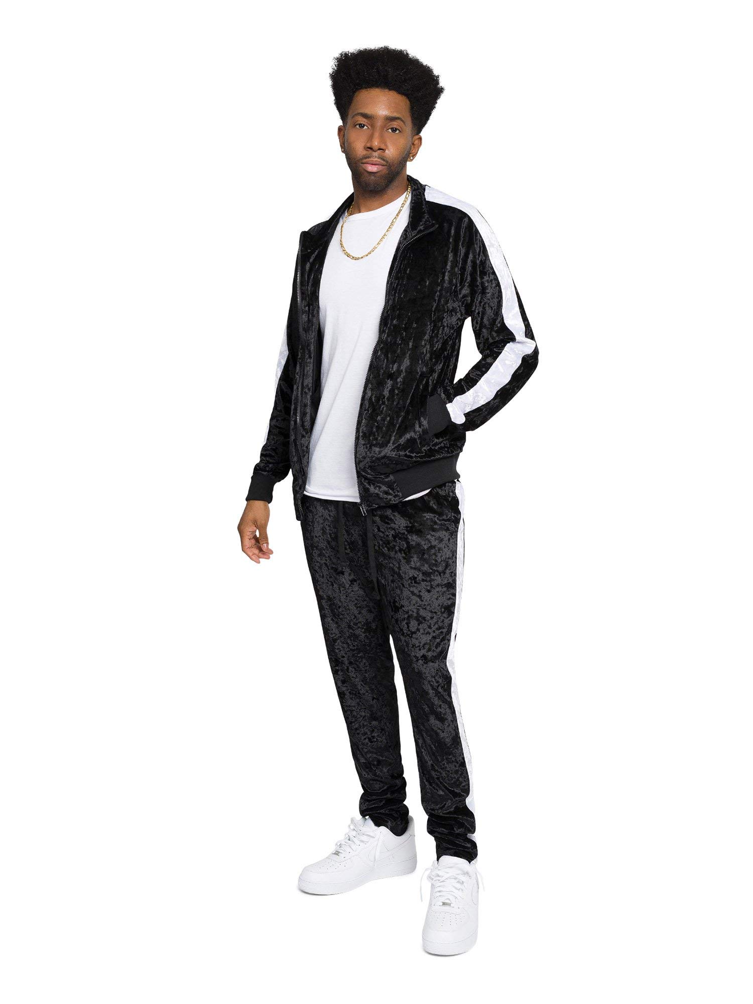 Premium G-Style USA Men's Velour Tracksuit Set - Soft Velvet Jogger & Hoodie Outfit for Gym, Lounge & Streetwear | Comfortable Casual Wear for Workout, Travel & Home Relaxation