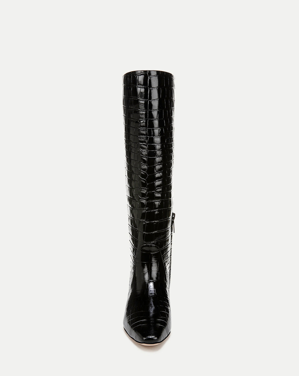 Cecile Croc Embossed Tall Boots for Women - Wide Calf Comfortable Knee High Boots | Perfect for Fall Winter Fashion, Office Wear & Casual Outfits