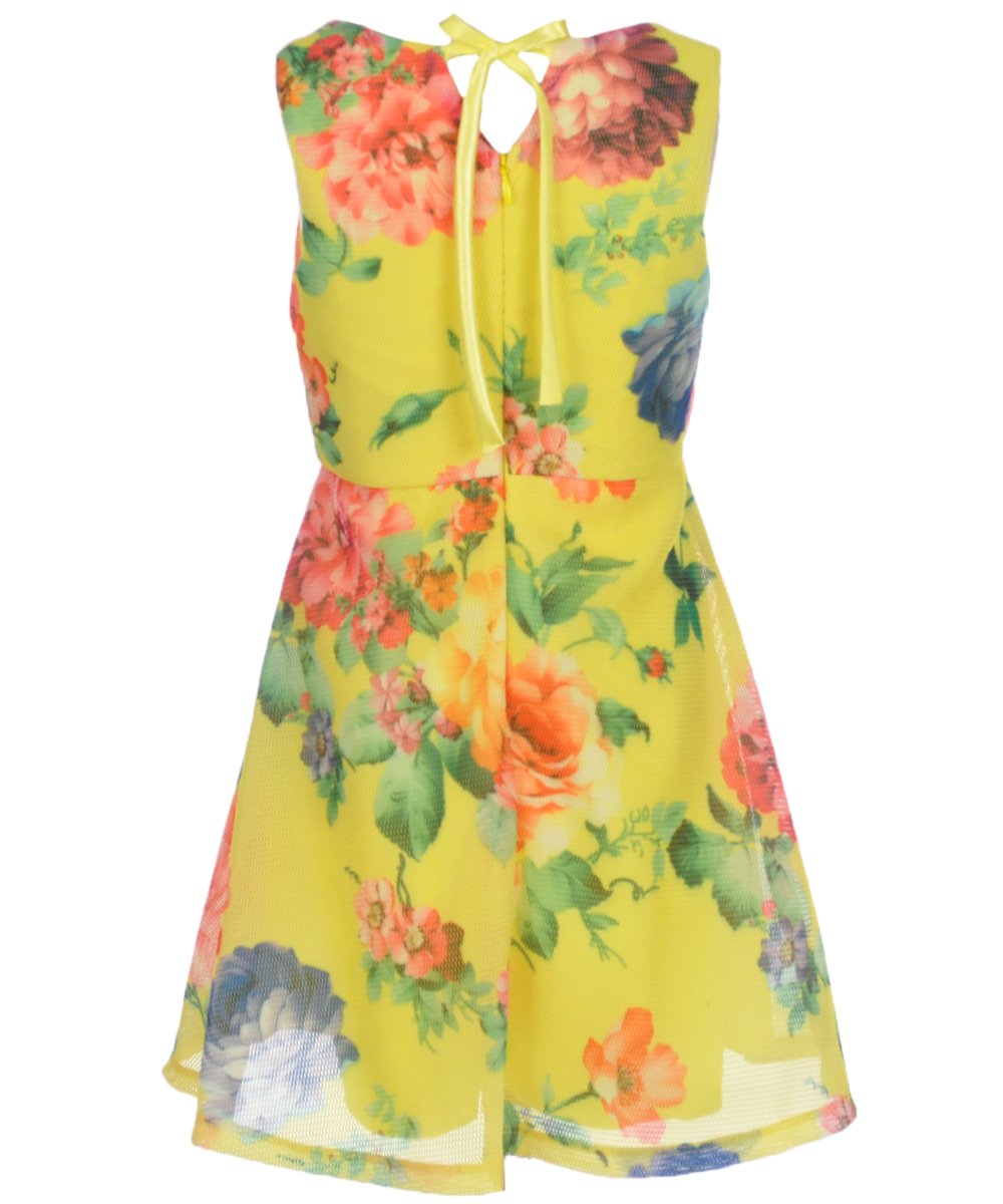 Big Girls Tween Floral Mesh Dress - Cute Allover Flower Print Party & Casual Wear for Teen Girls