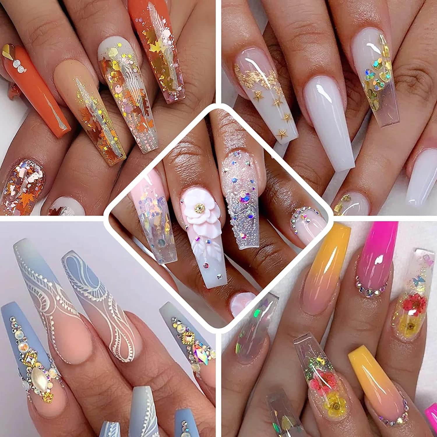INOG Acrylic Nail Kit - Professional & Beginner Nail Art Tools Set with LED Nail Lamp, Polygel Brush, Nail Clippers, Fake Tips, Dotting Tools & Stickers for Home Salon & DIY Manicure | Perfect for Nail Extensions, Gel Polish & Creative Nail Designs