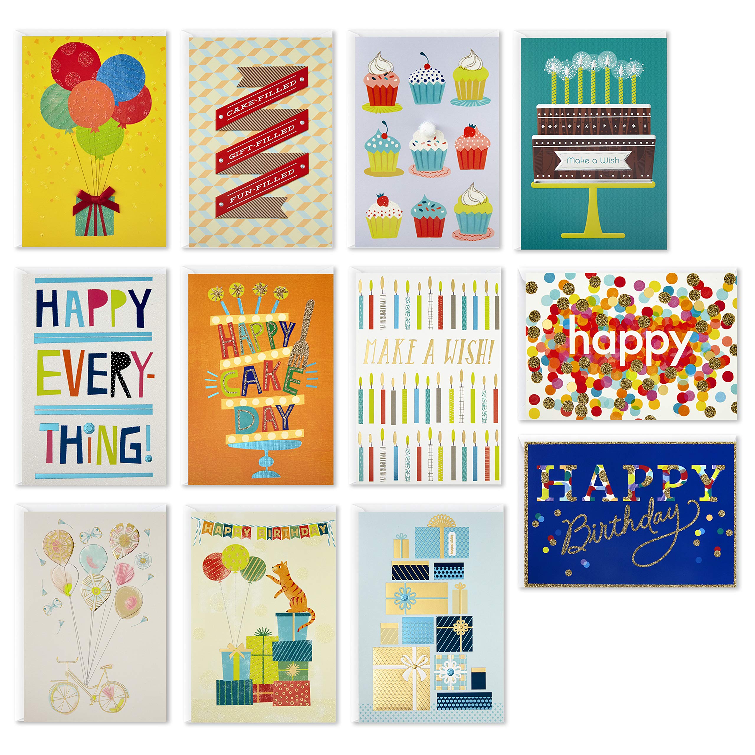 Hallmark Assorted Birthday Cards - 12 Handmade Greeting Cards with Envelopes for Happy Birthday Wishes | Perfect for Birthdays, Anniversaries & Special Occasions