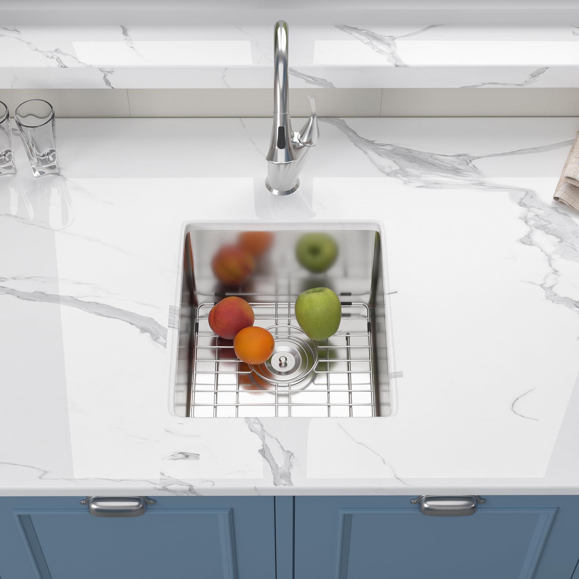 15x17 Inch Undermount Kitchen Sink - 16 Gauge Stainless Steel Single Bowl Bar Prep Sink with Deep Basin, SUS304 Brushed Finish - Perfect for RV, Outdoor, Wet Bar & Kitchen Island Prep Station