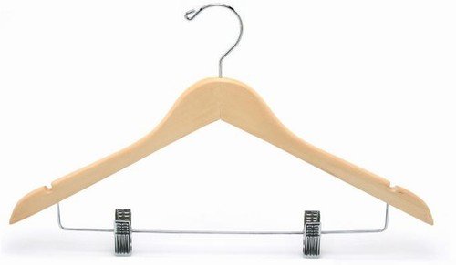 Premium Flat Wooden Suit Hanger with Non-Slip Clips - Ideal for Organizing Jackets, Pants & Dresses in Closet or Travel Luggage - Only Hangers