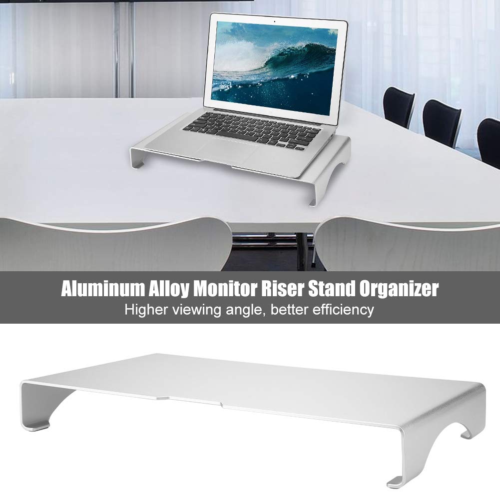 Premium Aluminum Alloy Laptop Stand Riser - Adjustable 5cm Height Silver Computer Monitor Shelf for Desk Organization | Perfect for Home Office, Gaming Setup & Workspace Ergonomics
