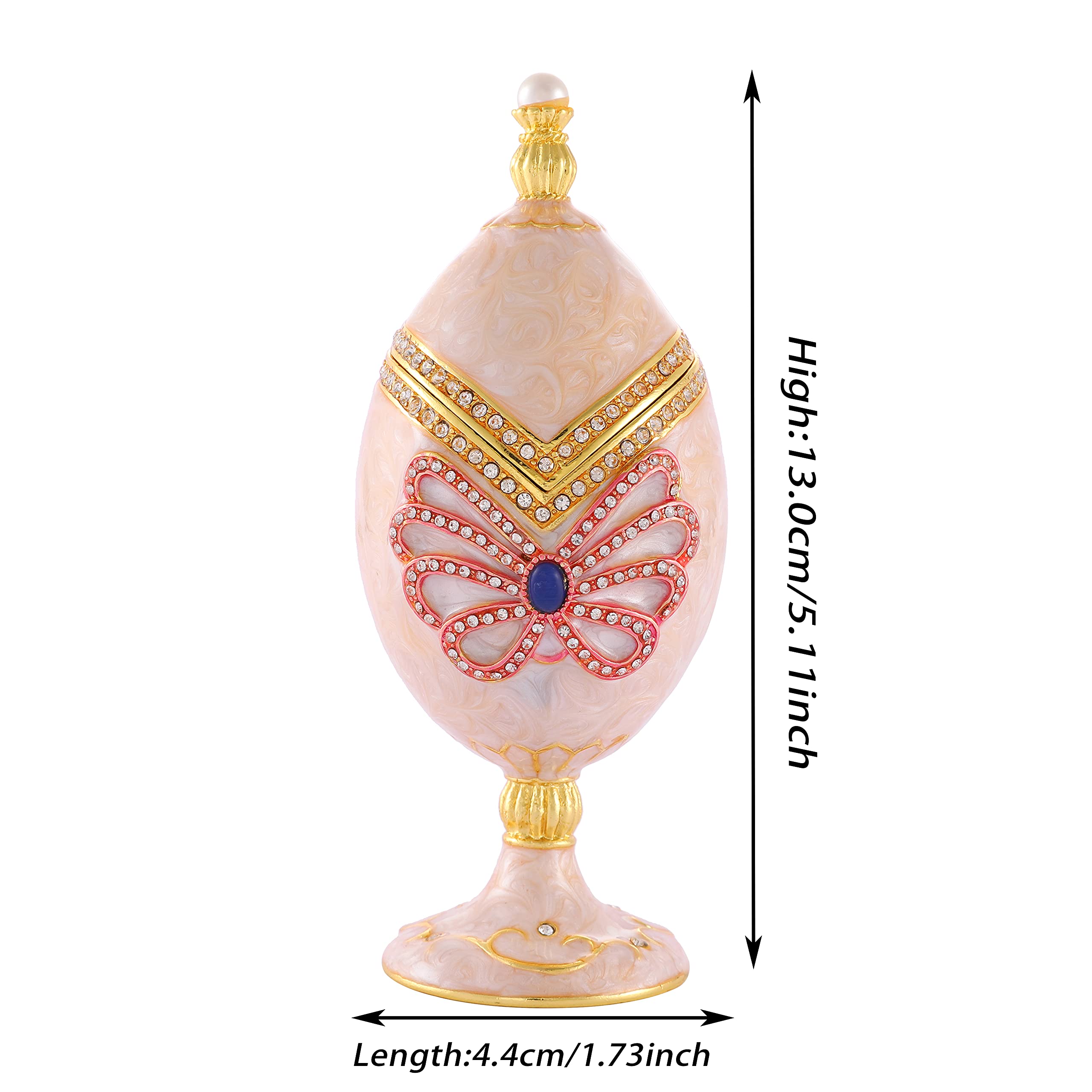 QIFU Easter Egg Style White Enamel Trinket Box with Hinged Lid - Unique Gift for Family, Friends & Collectors | Perfect for Jewelry Storage, Easter Decorations & Home Organization