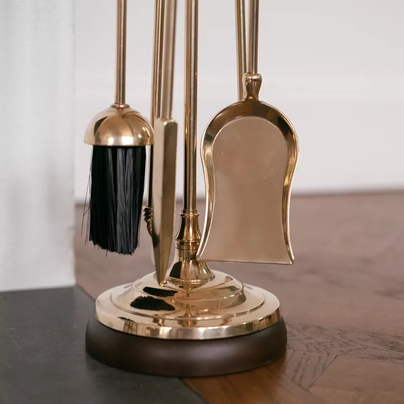 Premium Brass Eldgaffelset - Traditional Swedish Fireplace Poker Set for Fireplace, Campfire & Outdoor Use - Falsterbo Style