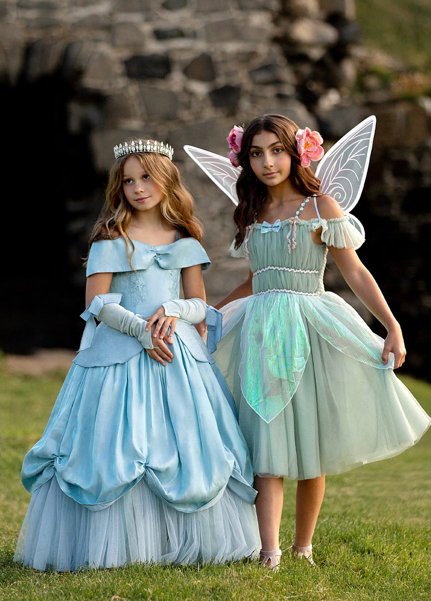 Fairy Costume Set in Seamist - Enchanting Dress with Wings & Accessories for Kids & Adults - Perfect for Halloween, Cosplay, Fantasy Parties & Dress-Up Play