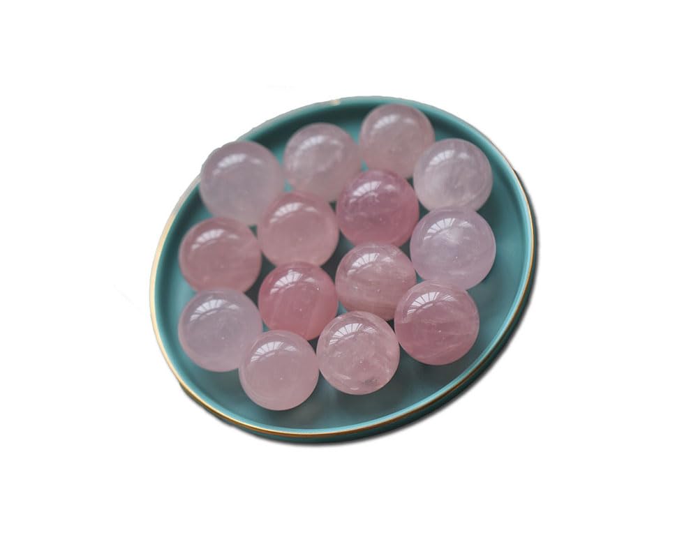 Natural Rose Quartz Healing Crystal Sphere - Pack of 10 Small Gemstone Balls (0.78