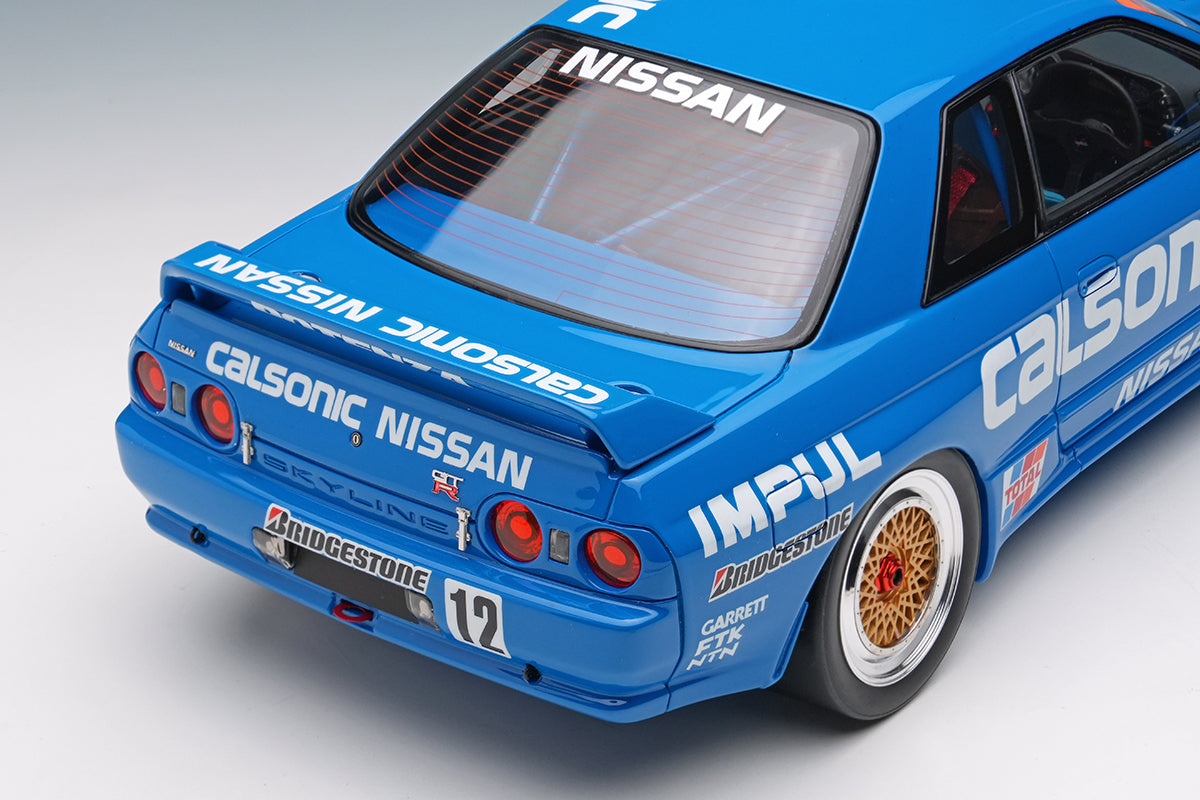 PREORDER Make Up Co., Ltd Eidolon 1:18 Scale Calsonic Skyline GT-R Group A JTC 1990 Winner Diecast Model Car - Perfect for Collectors, Display Cases, and Racing Enthusiasts