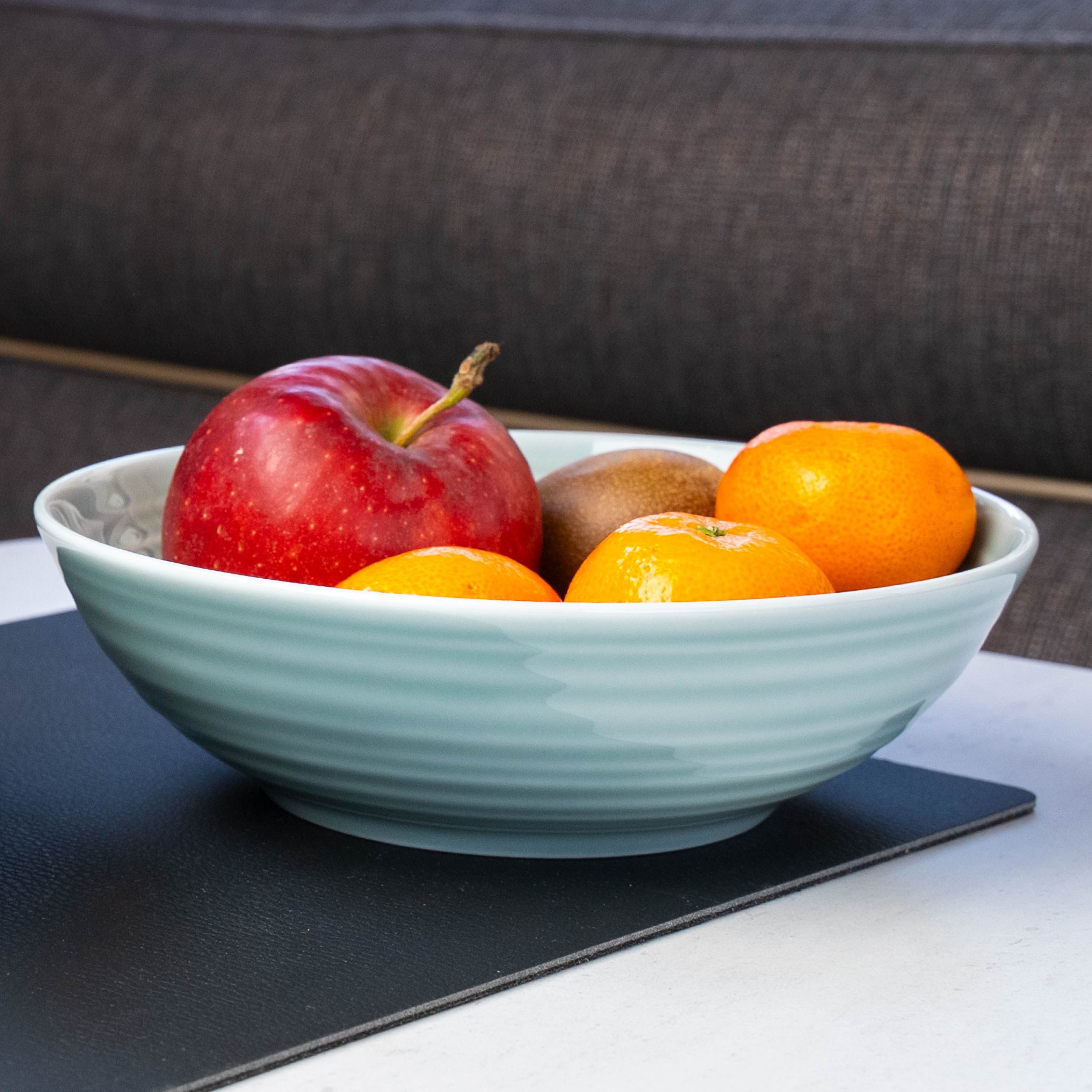 Premium Magnetic Porcelain Food Bowls - 20cm Cyan Blue Set of 4 | Durable Pet & Human Dish | Microwave & Dishwasher Safe | Perfect for Kitchen, Dining Table & Outdoor Picnics