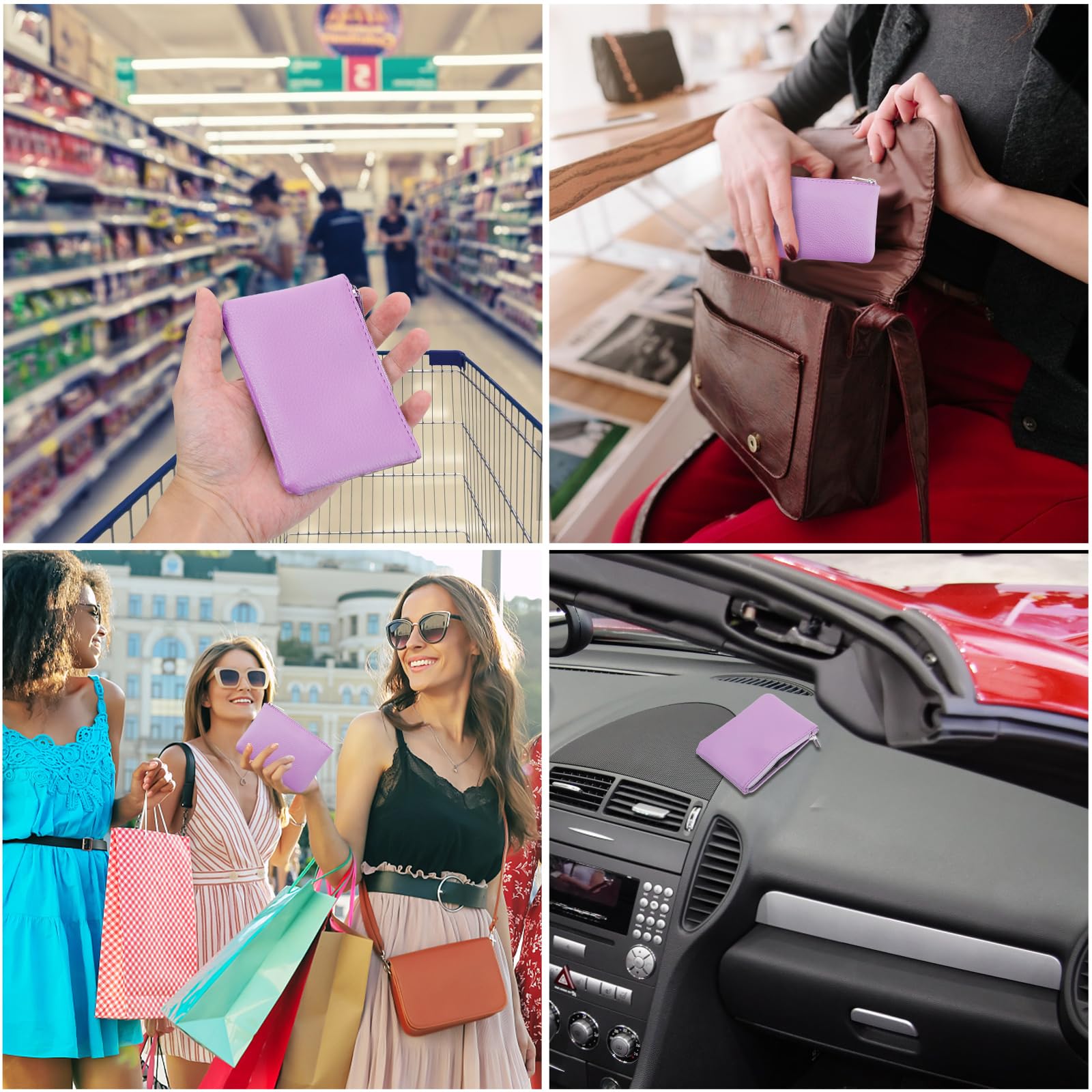 Giantree Small Women's Wallet - Cute PU Lychee Pattern Coin Purse, Mini Portable Change Holder for Girls & Ladies (Light Purple) - Perfect for Carrying ID, Keys, Headphones & Lipstick On-the-Go