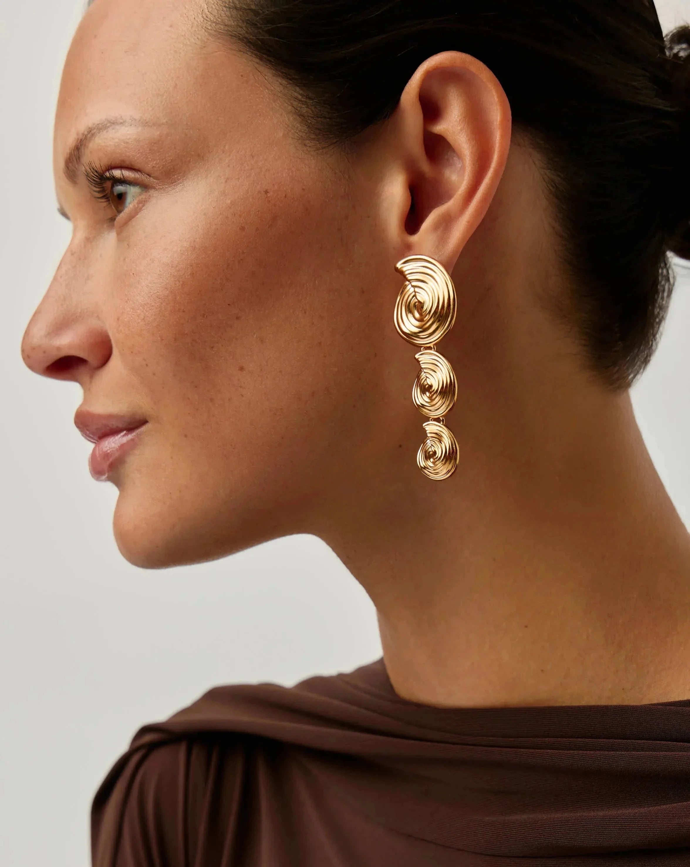 18k Gold Plated Spiral Drop Earrings for Women - Elegant Dangle Hoop Earrings for Party, Wedding & Everyday Wear