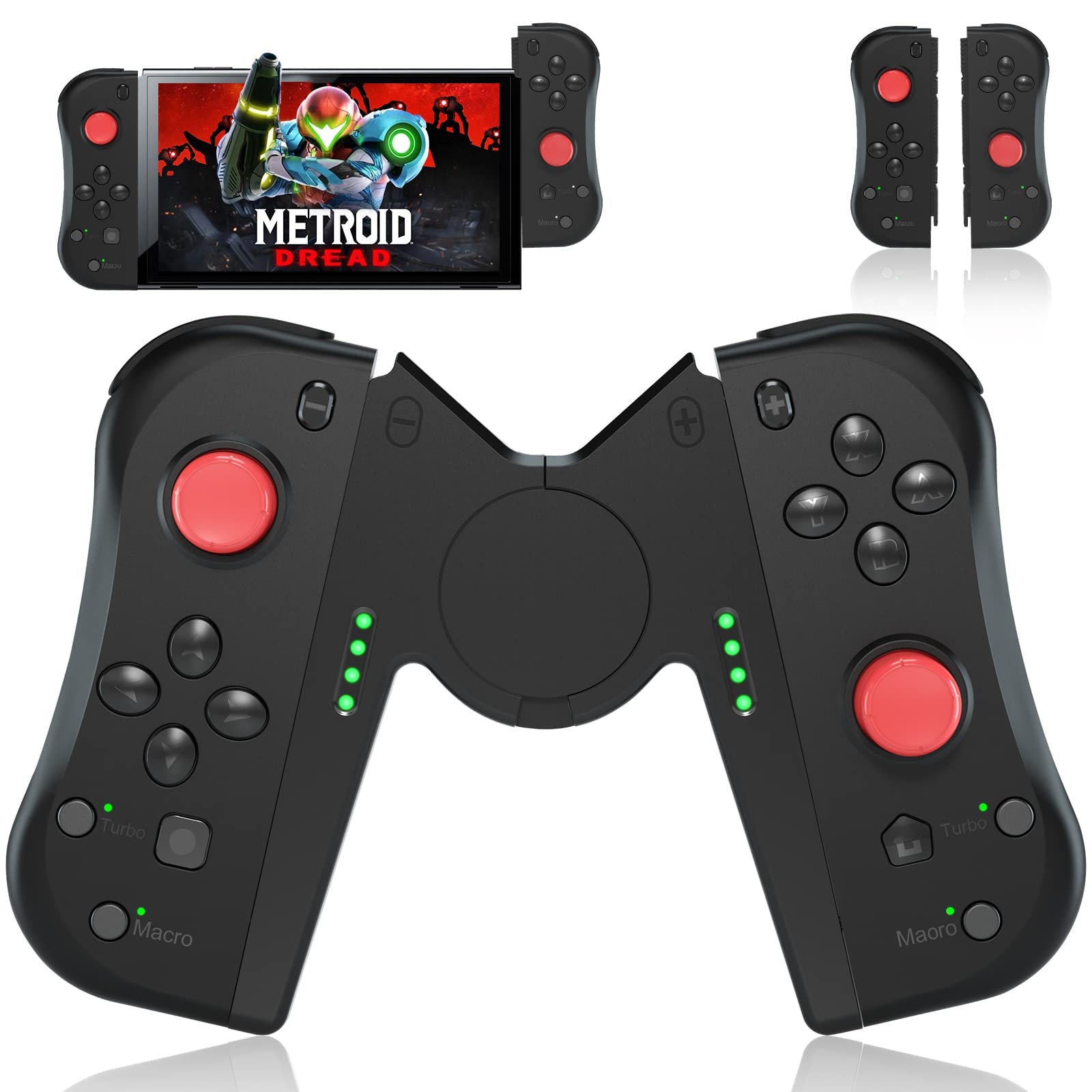 ECHTPower Joycon Controller for Nintendo Switch/Lite/OLED - Wireless Gamepad with Wake-Up Function, Programmable Buttons, 6-Axis Gyro & Adjustable Turbo/Vibration - Perfect for Gaming, Party Play & Family Entertainment