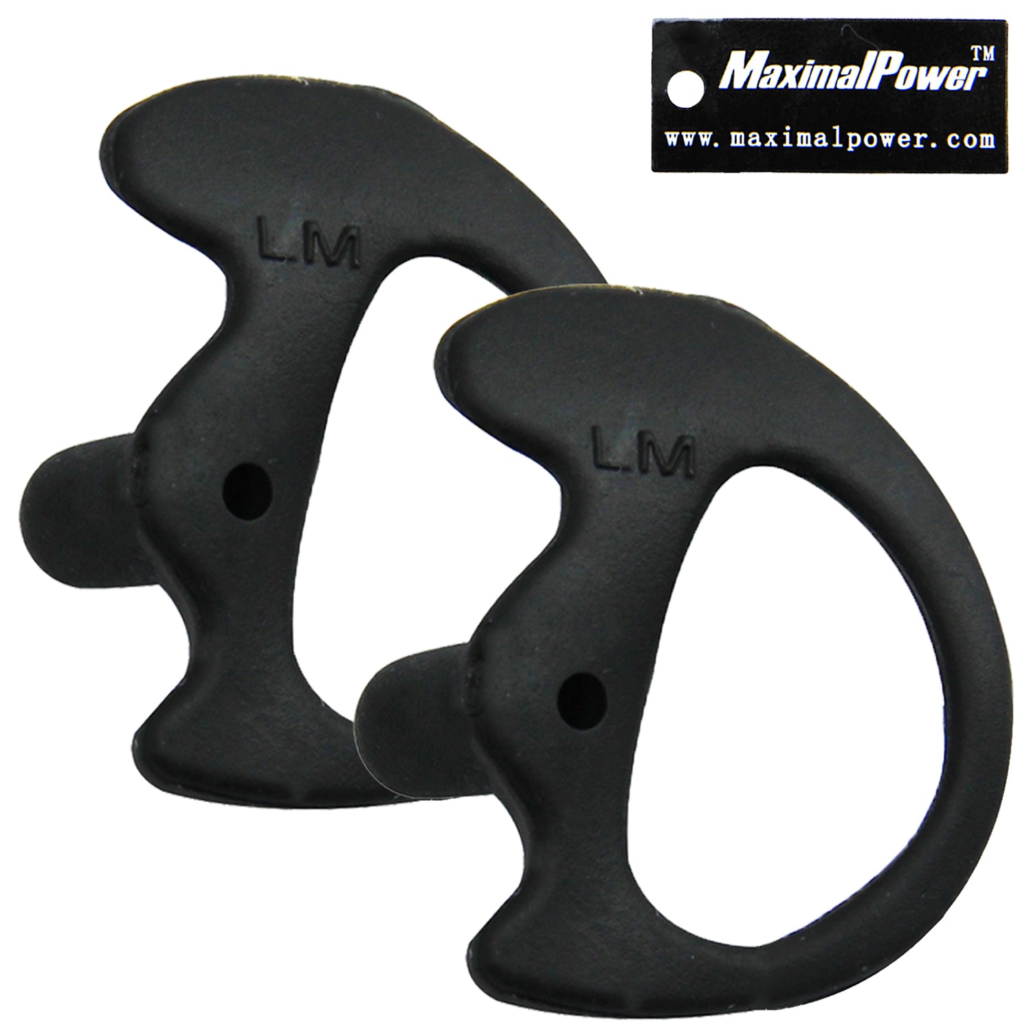 Medium Size Black Left & Right Silicone Earmolds for Two-Way Radio Acoustic Coil Tube - Perfect for Clear Communication in Noisy Workplaces & Outdoor Activities