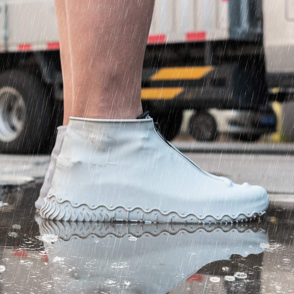 **Waterproof Silicone Shoe Covers - Reusable, Non-Slip Rain Boots with Zipper for Men, Women & Kids - Foldable Shoe Protectors for Outdoor, Hiking & Commuting (1 Pair)**