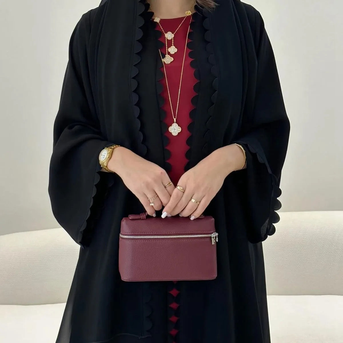 Elegant Open Front Cardigan Abaya Dress with Matching Hijab - Modest Muslim Women's Clothing for Prayer, Mosque & Special Occasions