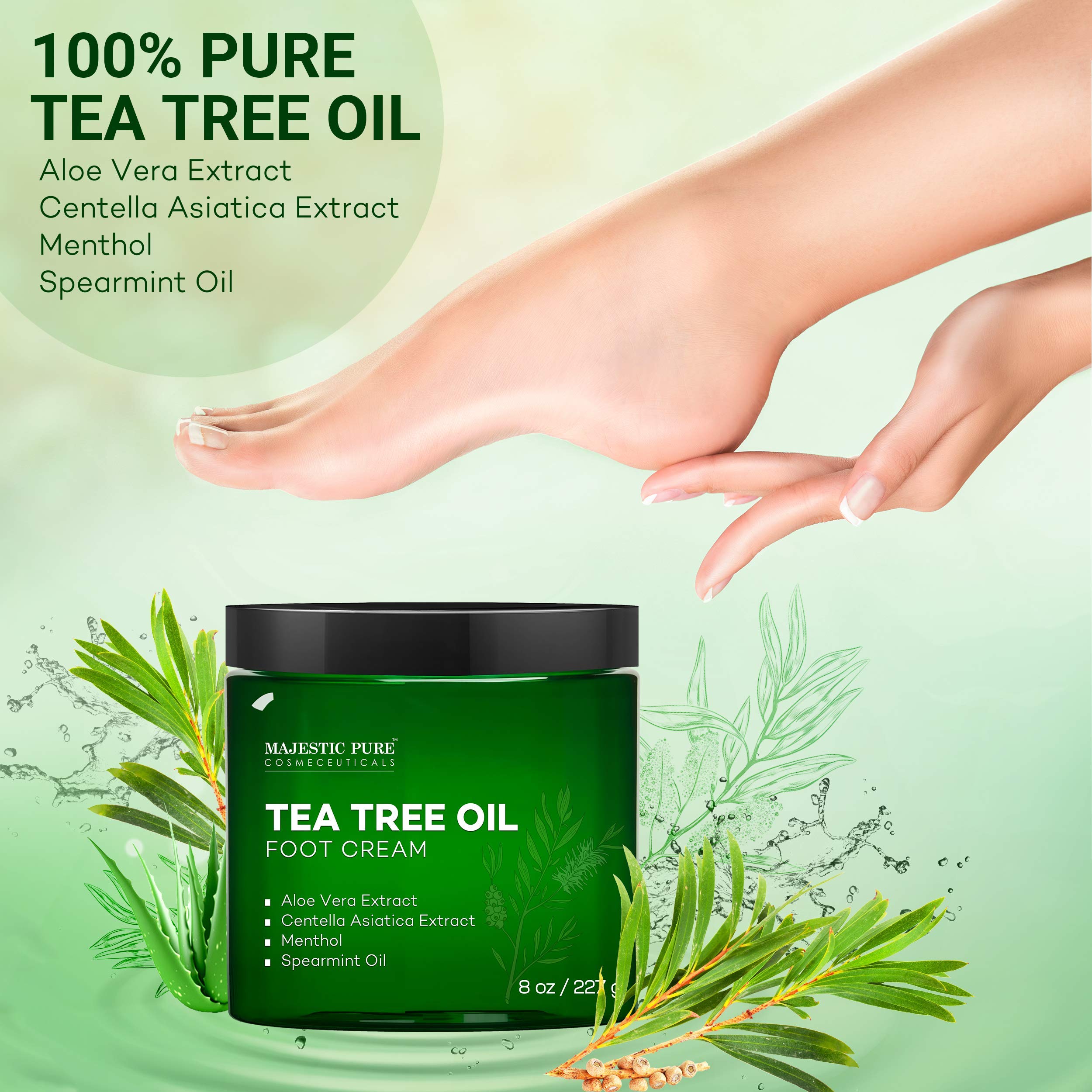 Majestic Pure Tea Tree Foot Cream 8 oz & Orange Scrub 10 oz Bundle - Moisturizing Foot Care for Cracked Heels & Calluses, Exfoliating Dead Skin - Perfect for Pedicures & At-Home Foot Spa Treatments