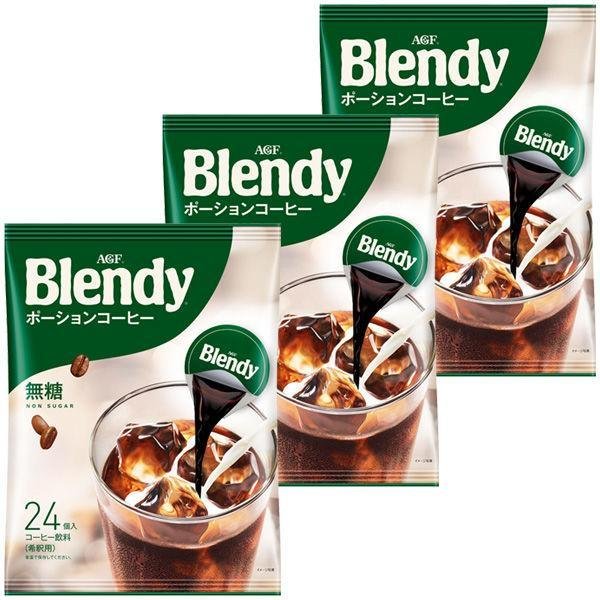 AGF Blendy Unsweetened Coffee Concentrate - 72 Sticks (3 Packs x 24) - Instant Cold Brew for Home, Office & Travel - Perfect for Iced Coffee & Lattes
