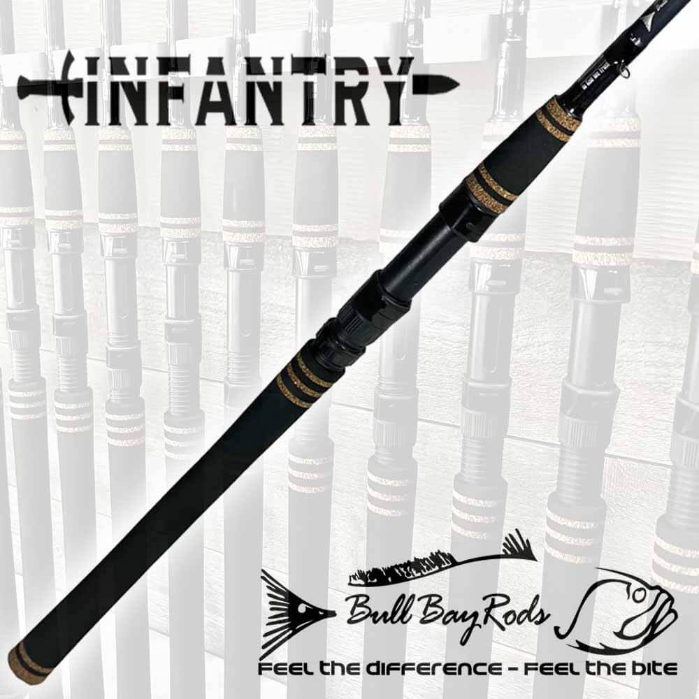 Bull Bay Infantry Spinning Rod - Lightweight Fishing Rod for Freshwater & Saltwater - Perfect for Bass, Trout, and Walleye Fishing | Great for Shore Fishing, Boat Fishing, and Kayak Angling