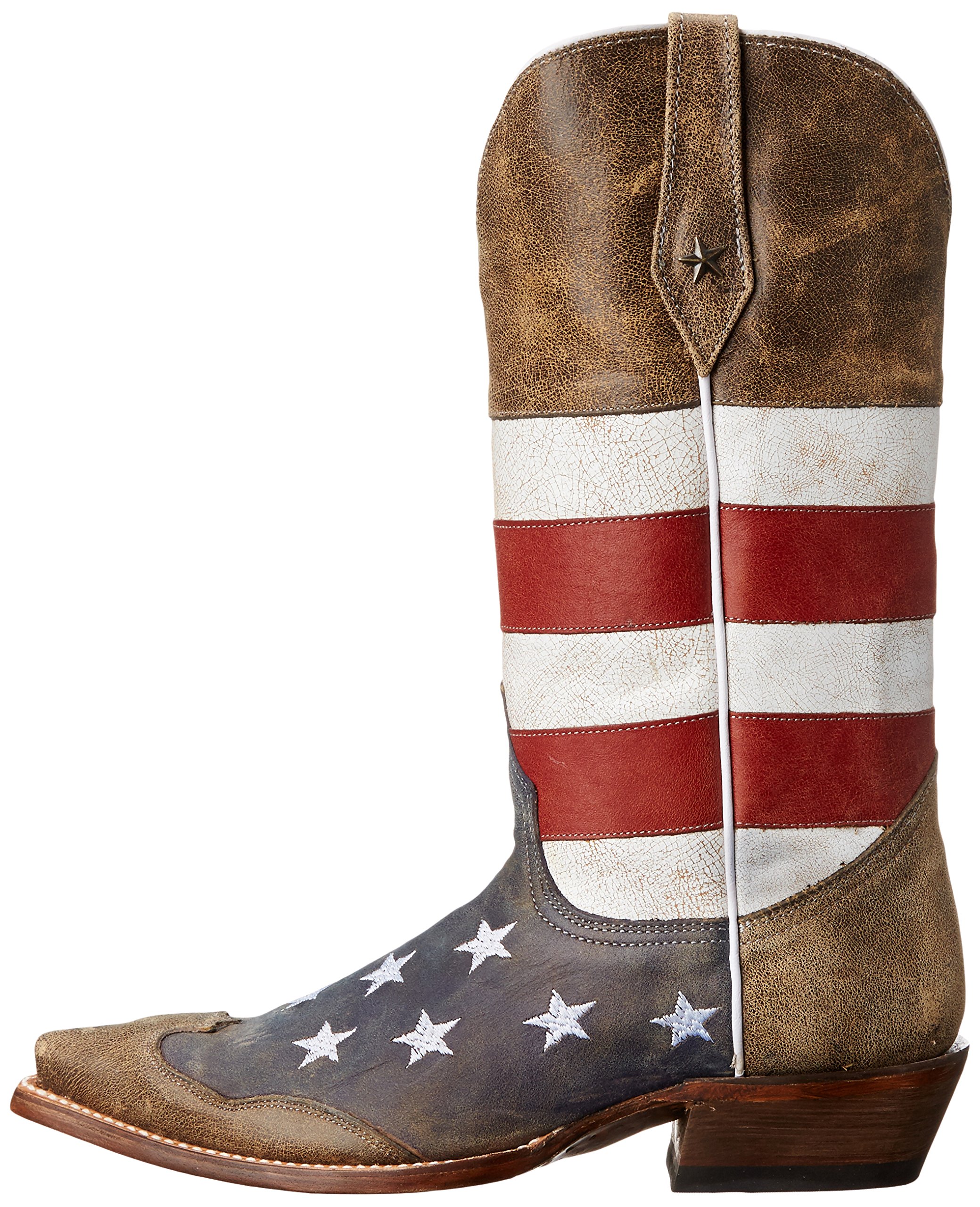 Roper Men's American Flag Western Boots - Cowboy Boots for Men, Comfortable & Durable Leather Work Boots - Perfect for Rodeo, Country Music Festivals & Western Style Outfits