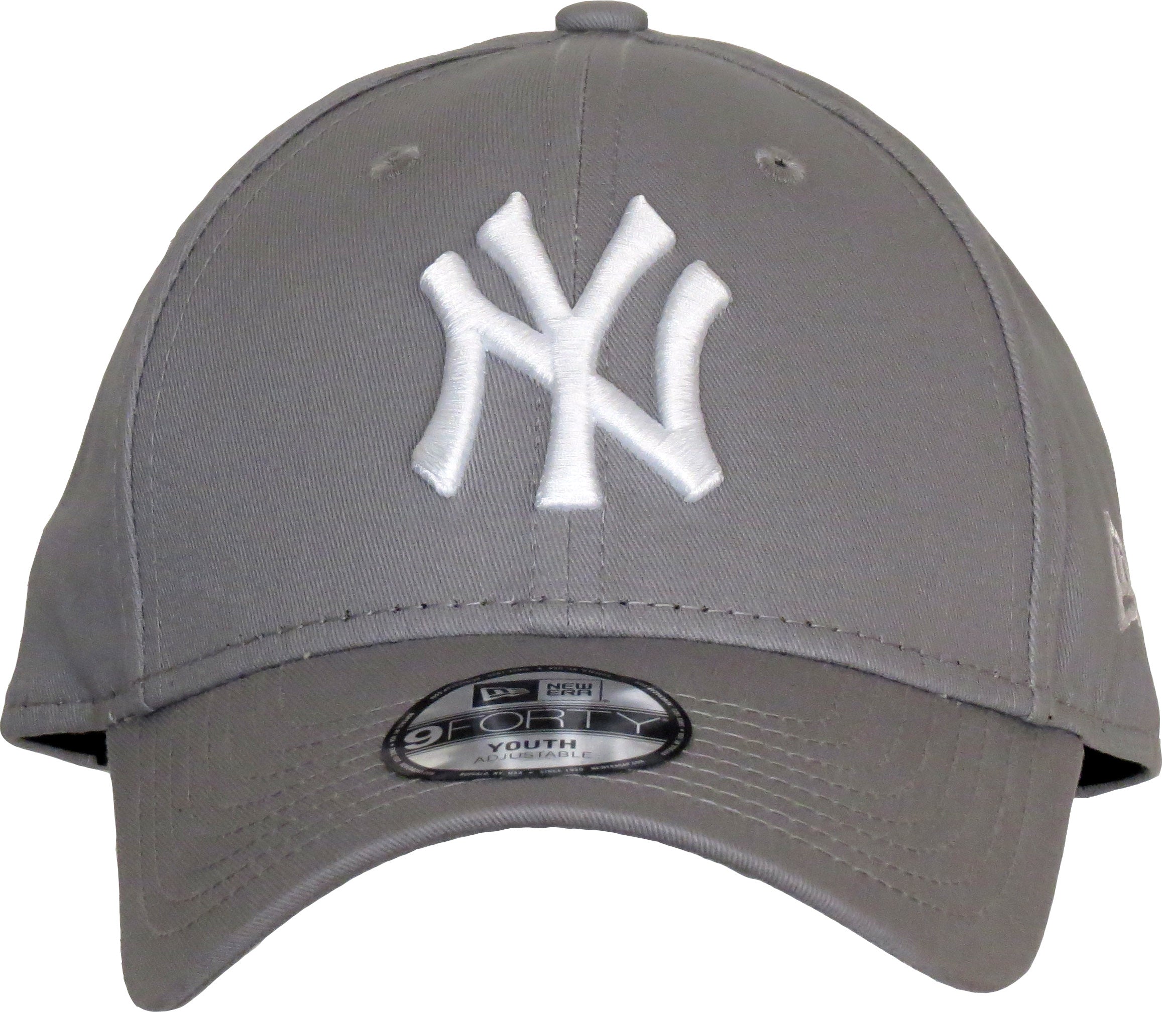 New York Yankees New Era 9Forty Adjustable Kids Baseball Cap - Grey Cotton Snapback Hat for Boys & Girls - Perfect for Baseball Games, School, and Outdoor Activities
