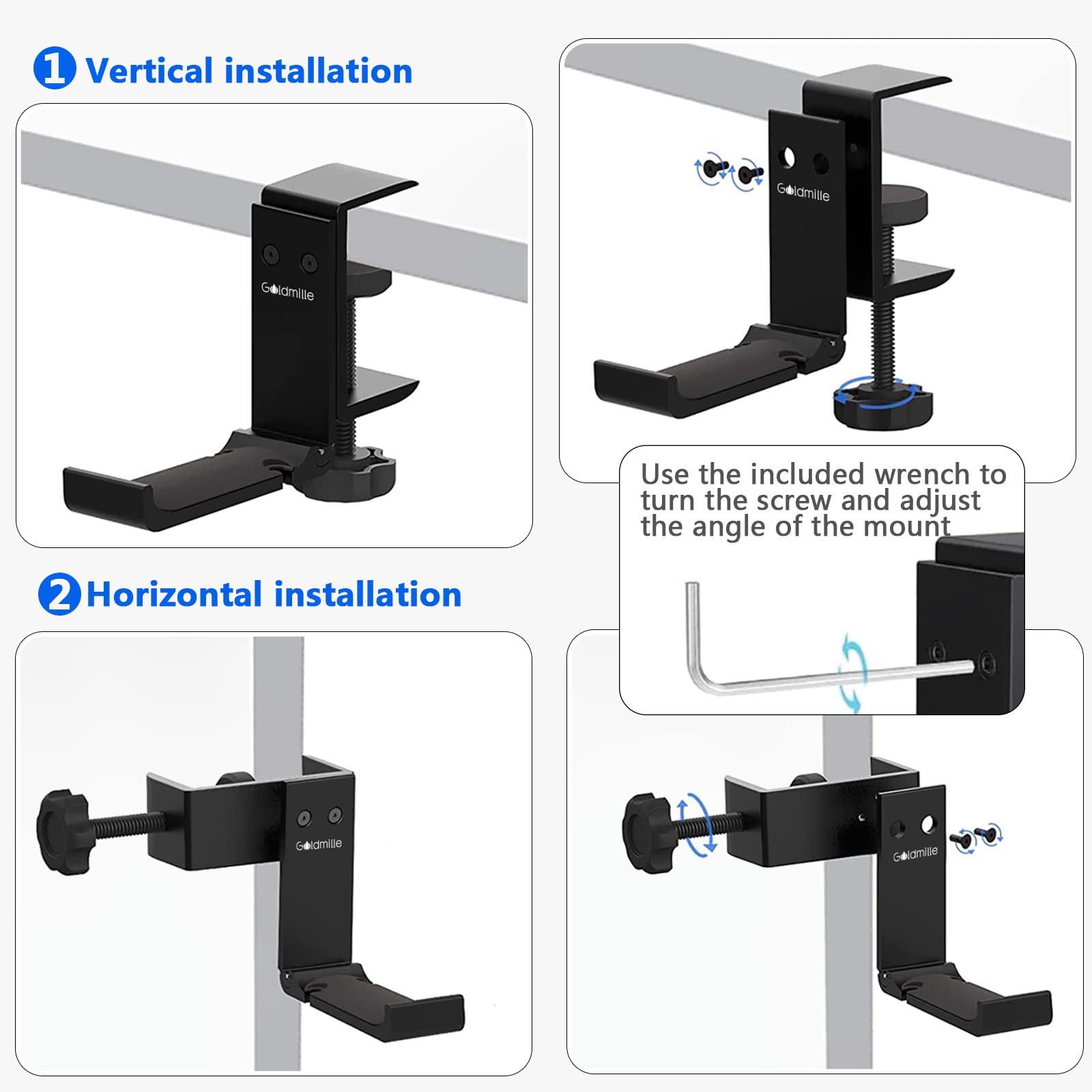 Premium Aluminum Headphone Stand with Cable Clip - Foldable Under Desk Hanger for Gaming & Workspace Organization | Space-Saving Headset Holder for Office, Home & Studio Use