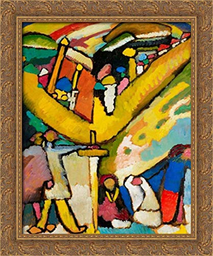 Wassily Kandinsky 'Study For Improvisation 8' - 20x24 Inch Gold Ornate Wood Framed Canvas Art Print | Modern Abstract Wall Decor for Living Room, Office & Gallery