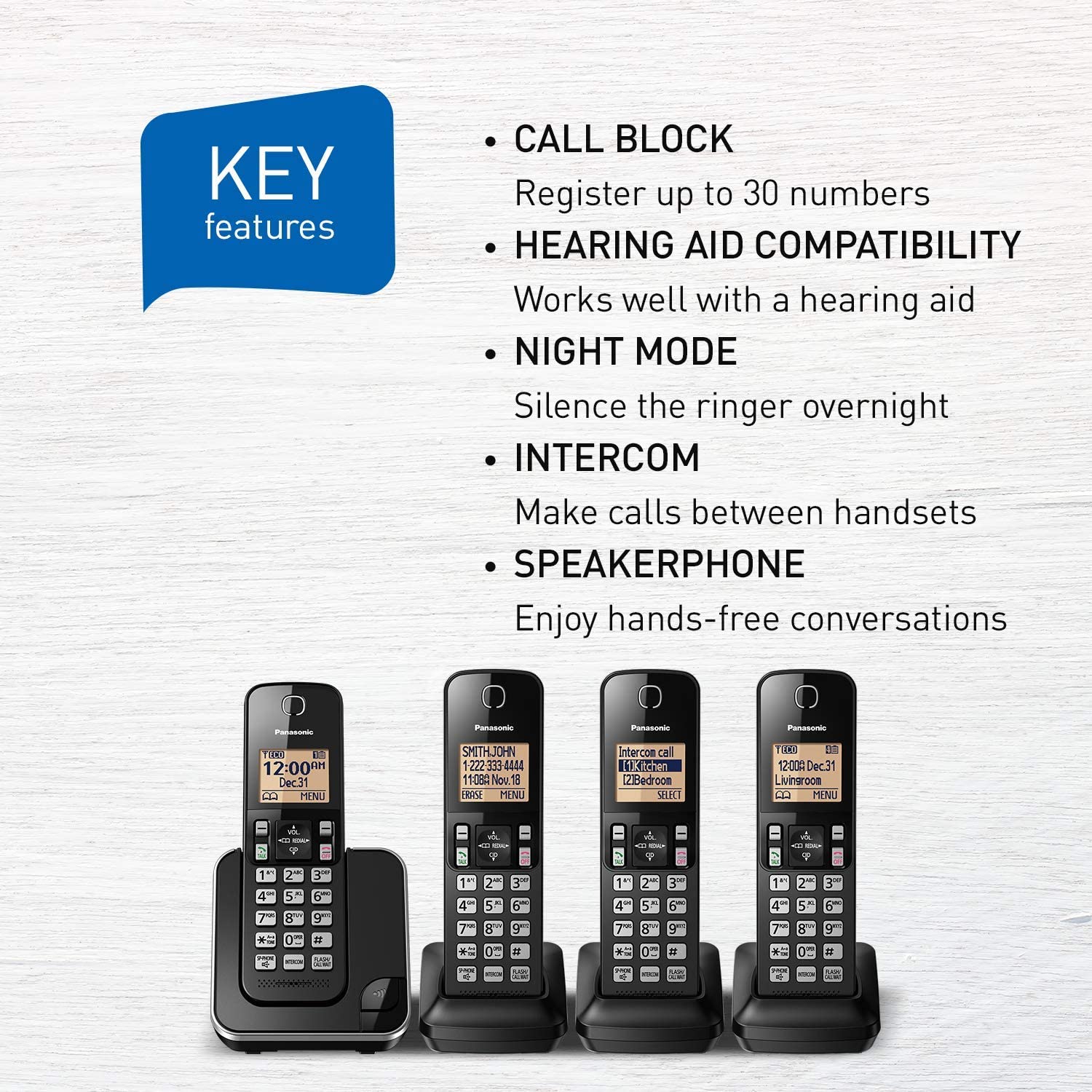 Refurbished PANASONIC KXTGC384 4-Handset Cordless Phone with Home Essentials Warranty - Perfect for Home & Office Communication