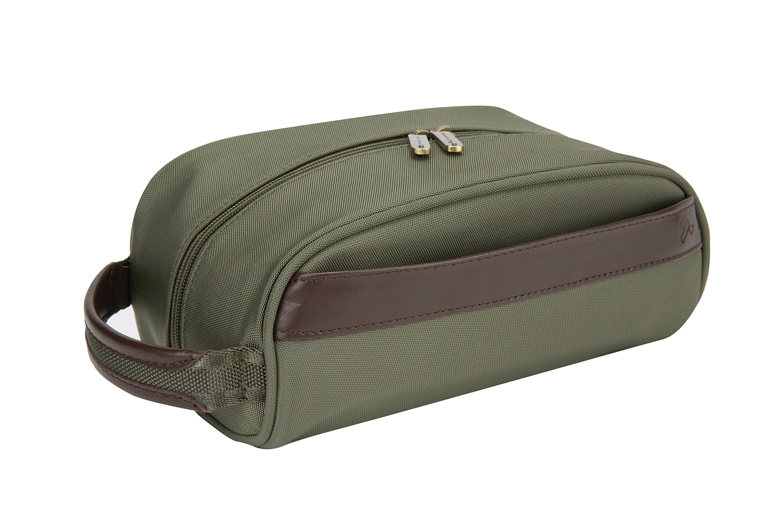 Travelon Classic Plus Top Zip Toiletry Kit - Water-Resistant Travel Cosmetic Bag for Men & Women, Olive (One Size) - Perfect for Airplane Carry-On, Gym, Camping & Business Trips