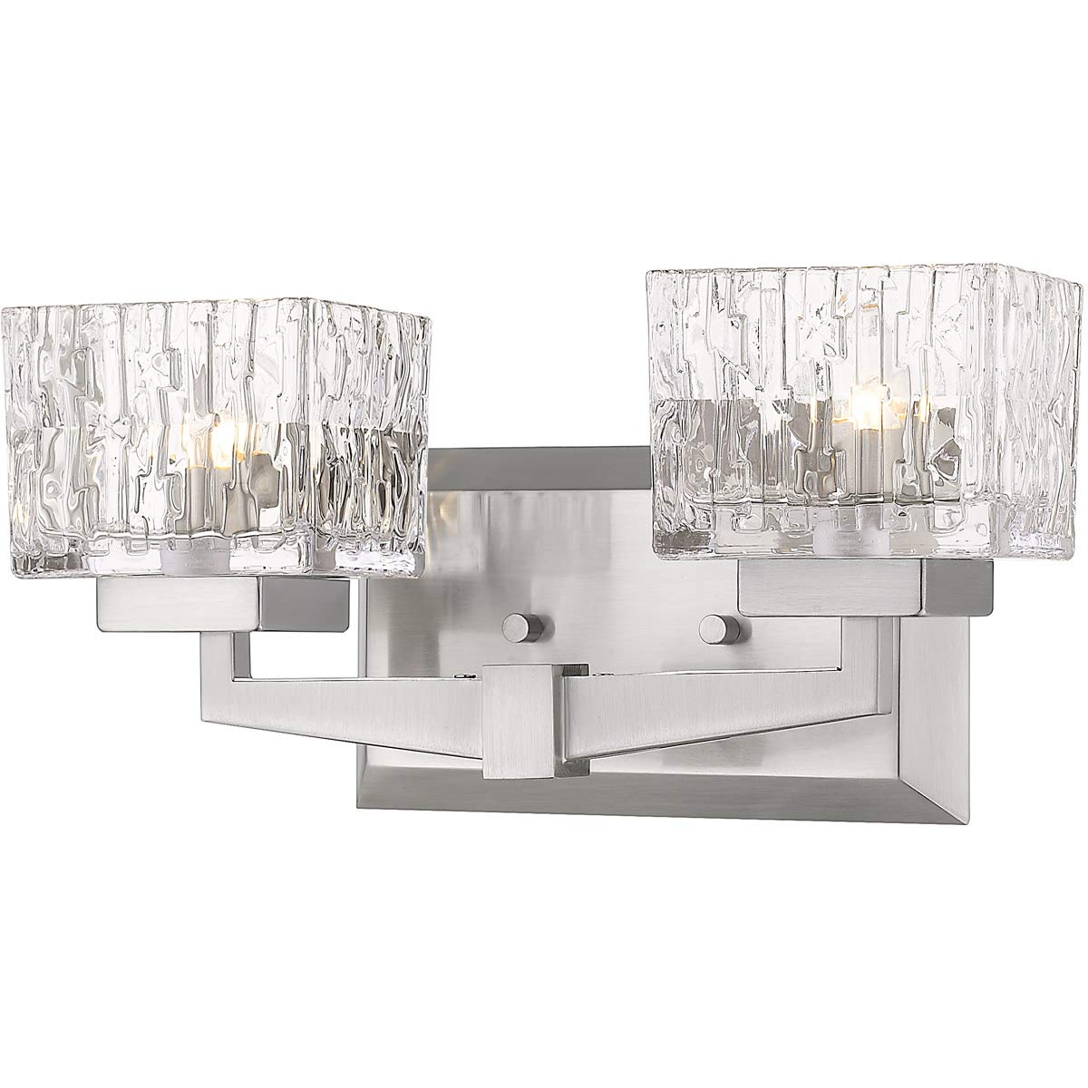 Brushed Nickel 2-Light Bathroom Vanity Fixture - 14