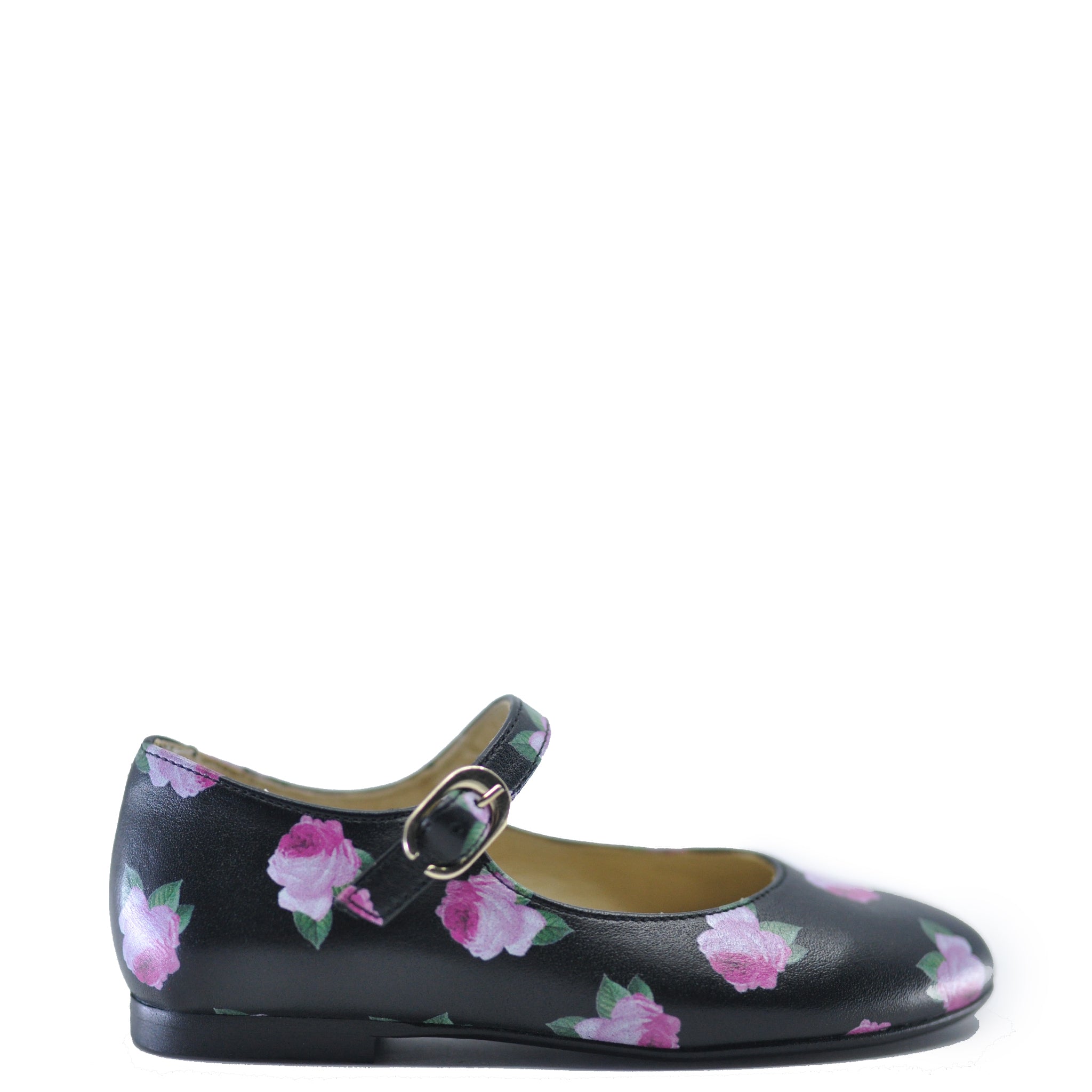 Blublonc Flower Printed Leather Buckle Mary Jane Shoes - Women's Vintage Style Floral Ballet Flats for Casual Wear & Office Outfits