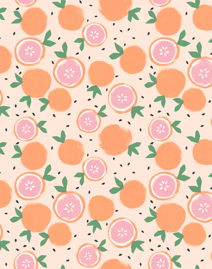 Grapefruit Peel & Stick Wallpaper - Self-Adhesive Removable Wallpaper for Kitchen, Bathroom, Bedroom Decor - Tea Collection Peach Design