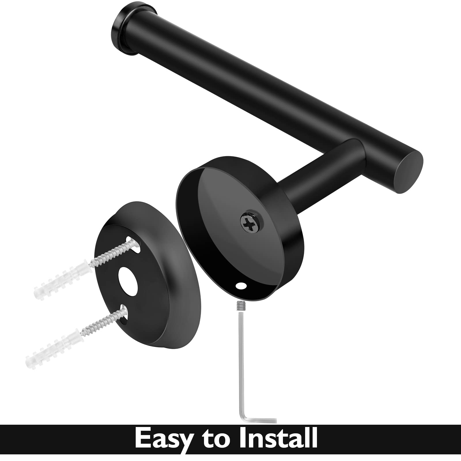 Matte Black Toilet Paper Holder - SUS304 Stainless Steel Wall Mounted Bathroom & Kitchen Toilet Roll Holder - Durable & Rustproof Bathroom Accessory for Modern Homes & Apartments