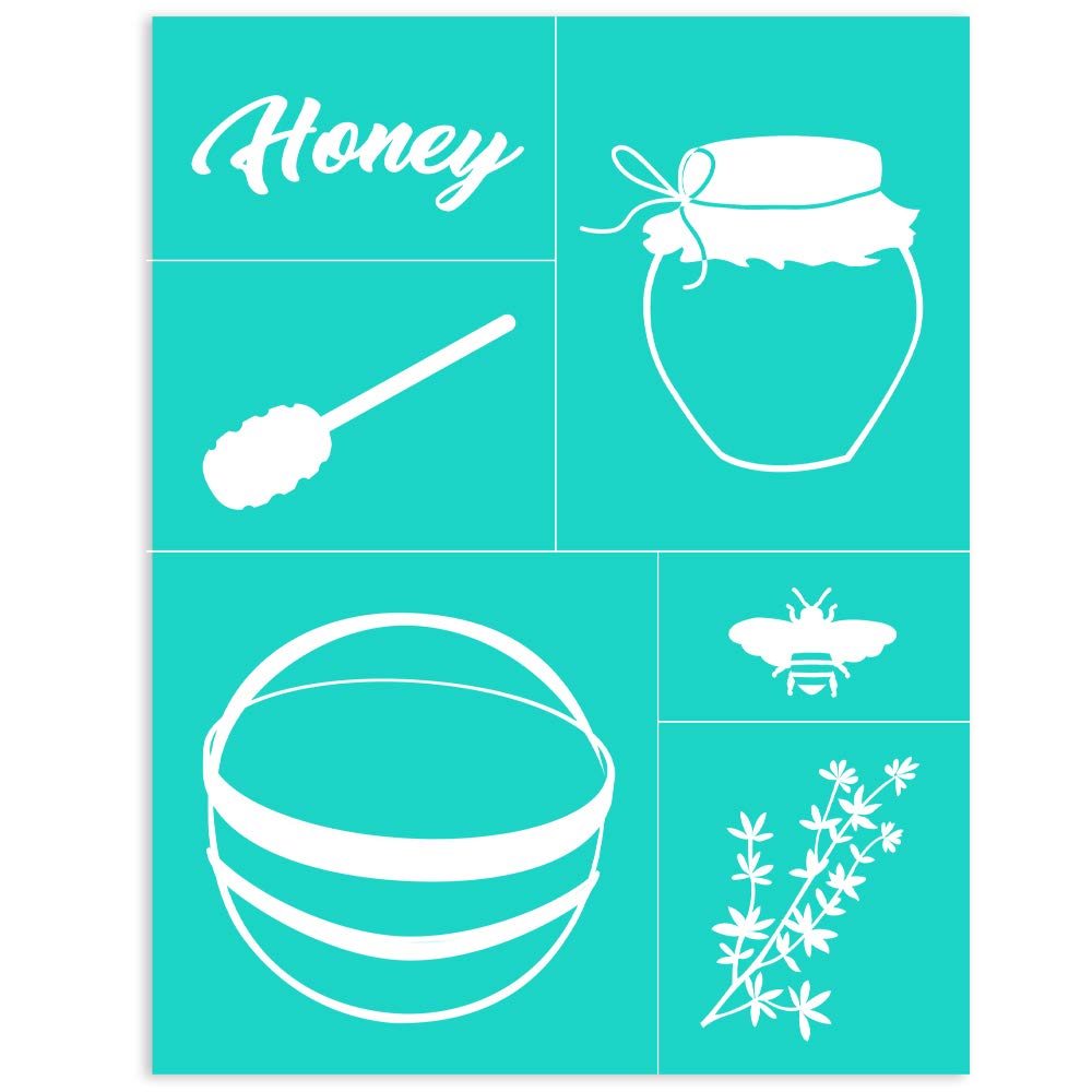 Bee Stencils for Chalk Paste - 8.5x11 Inch Reusable Self-Adhesive Mesh Stencils for Silk Screen Painting, Washable & Durable - Perfect for DIY Chalkboard Art, Wedding Signs, and Home Decor Projects